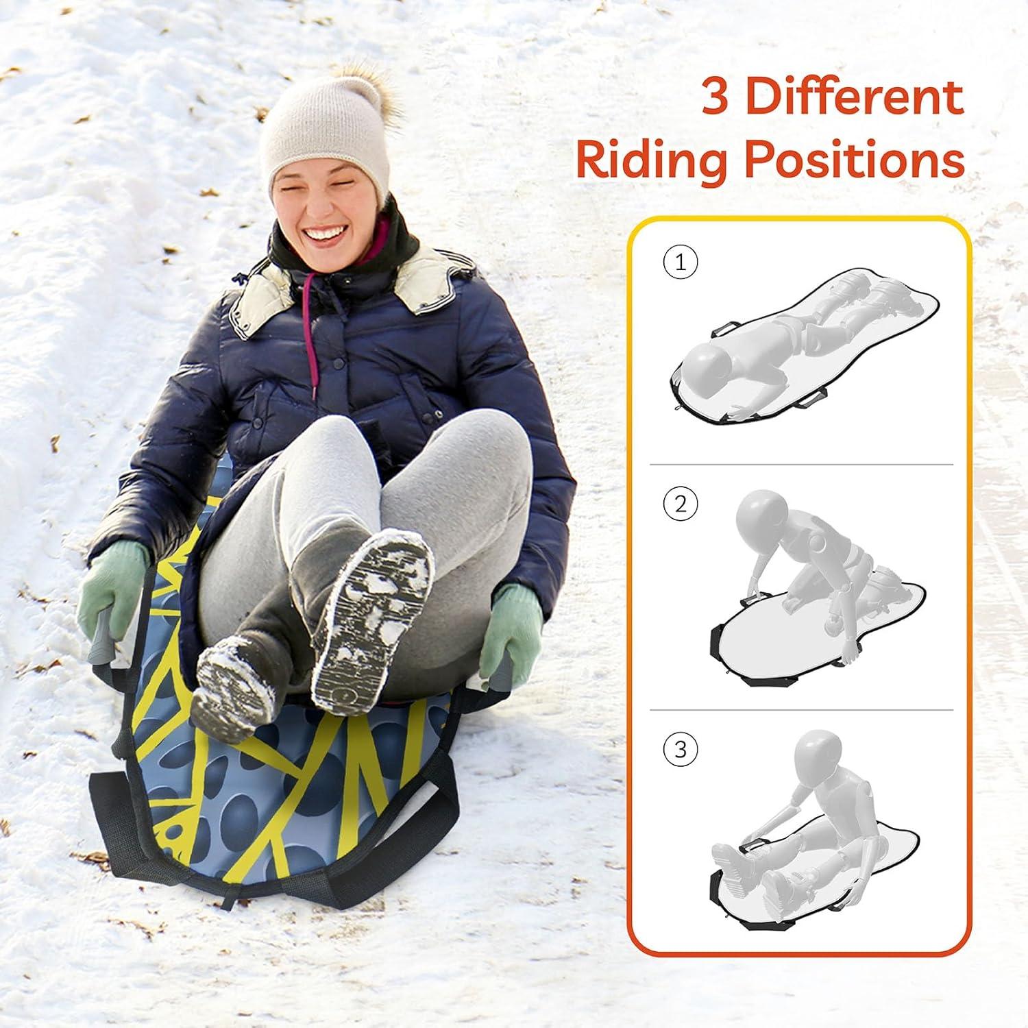 imageRYDR 45 Inch Single Rider Snow Sleds Roll Up Portable Sledding Board Snow Mat with XPE Core HDPE Bottom Waterproof Canvas Top for Winter Outdoor Activities