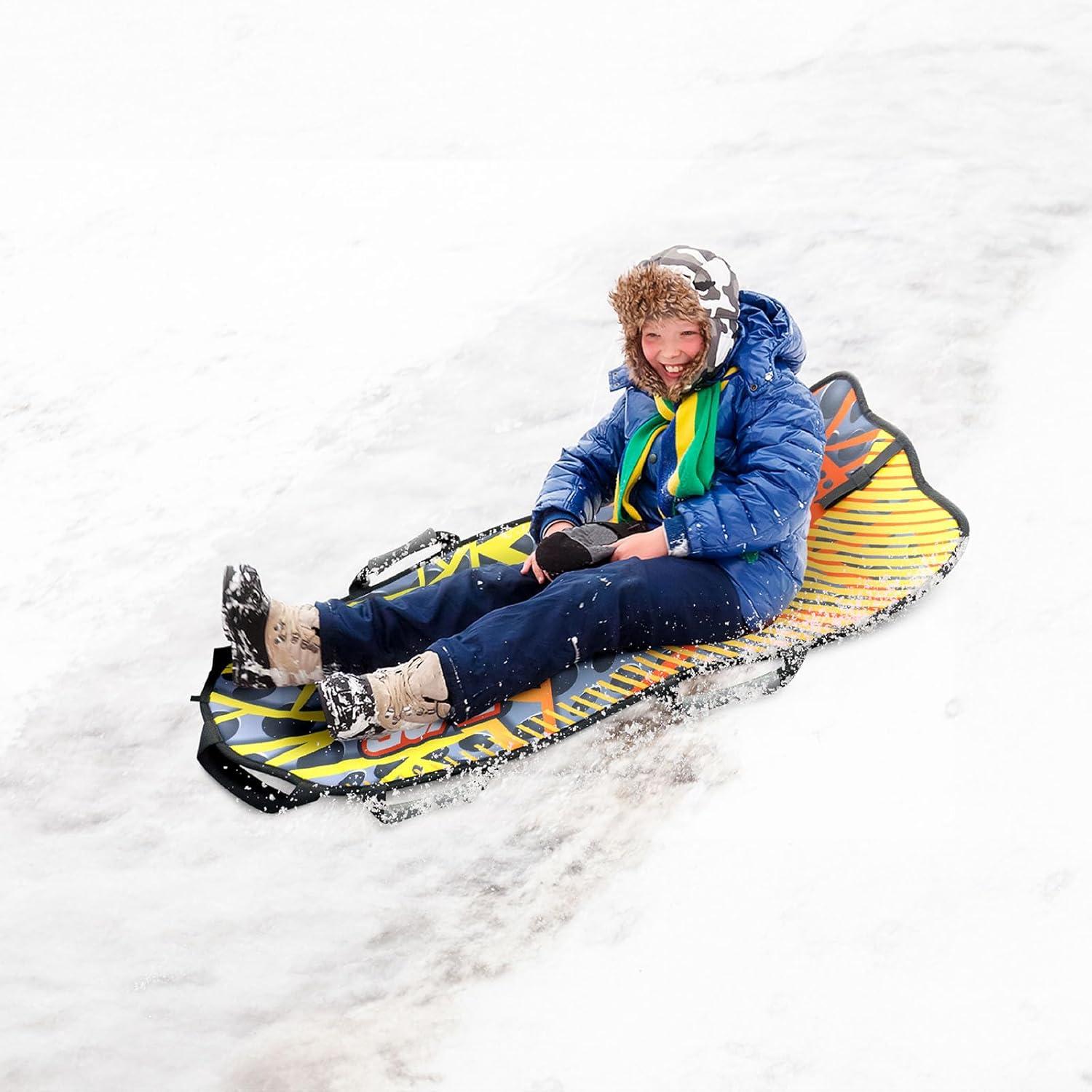 imageRYDR 45 Inch Single Rider Snow Sleds Roll Up Portable Sledding Board Snow Mat with XPE Core HDPE Bottom Waterproof Canvas Top for Winter Outdoor Activities