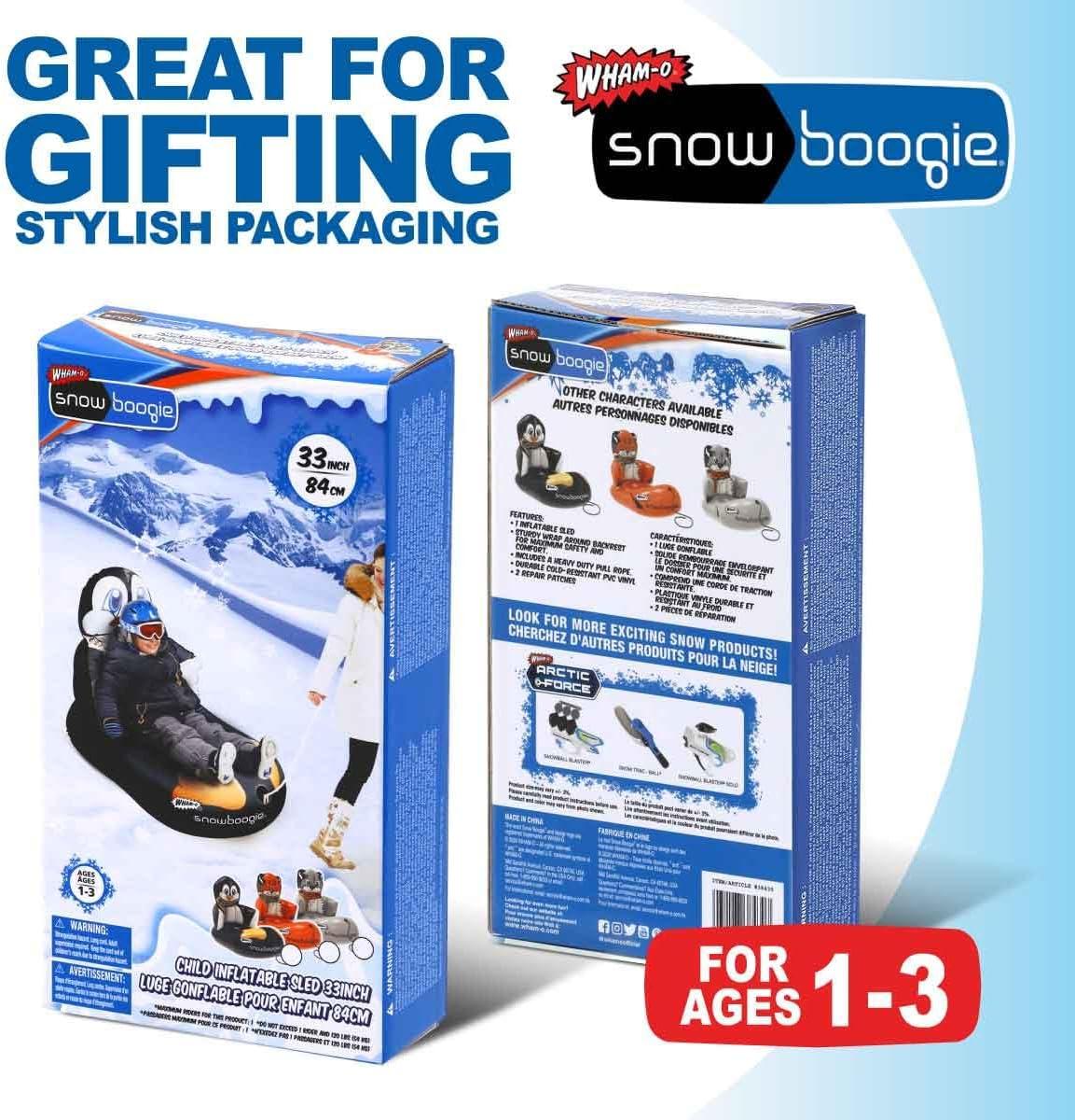imageSnowboogie 33 Child Inflatable Air Tube Animal Pull Sled Single Rider Snow Sleds Inflatable Sled with Soft Handles Slick Bottom for Speed ampamp Control Snow Sledding for Children