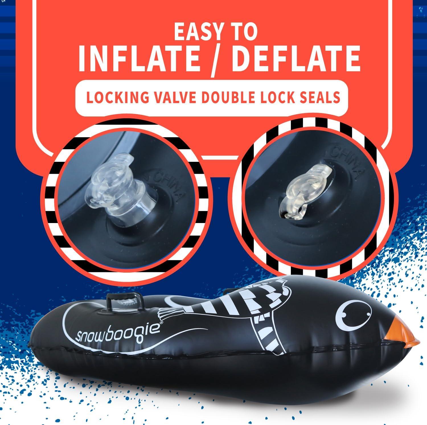 imageSnowboogie 44quot Inflatable Animal Tube Sled Single Rider Snow Sleds Inflatable Sled with Soft Handles Slick Bottom for Speed ampamp Control Snow Sledding for Children44