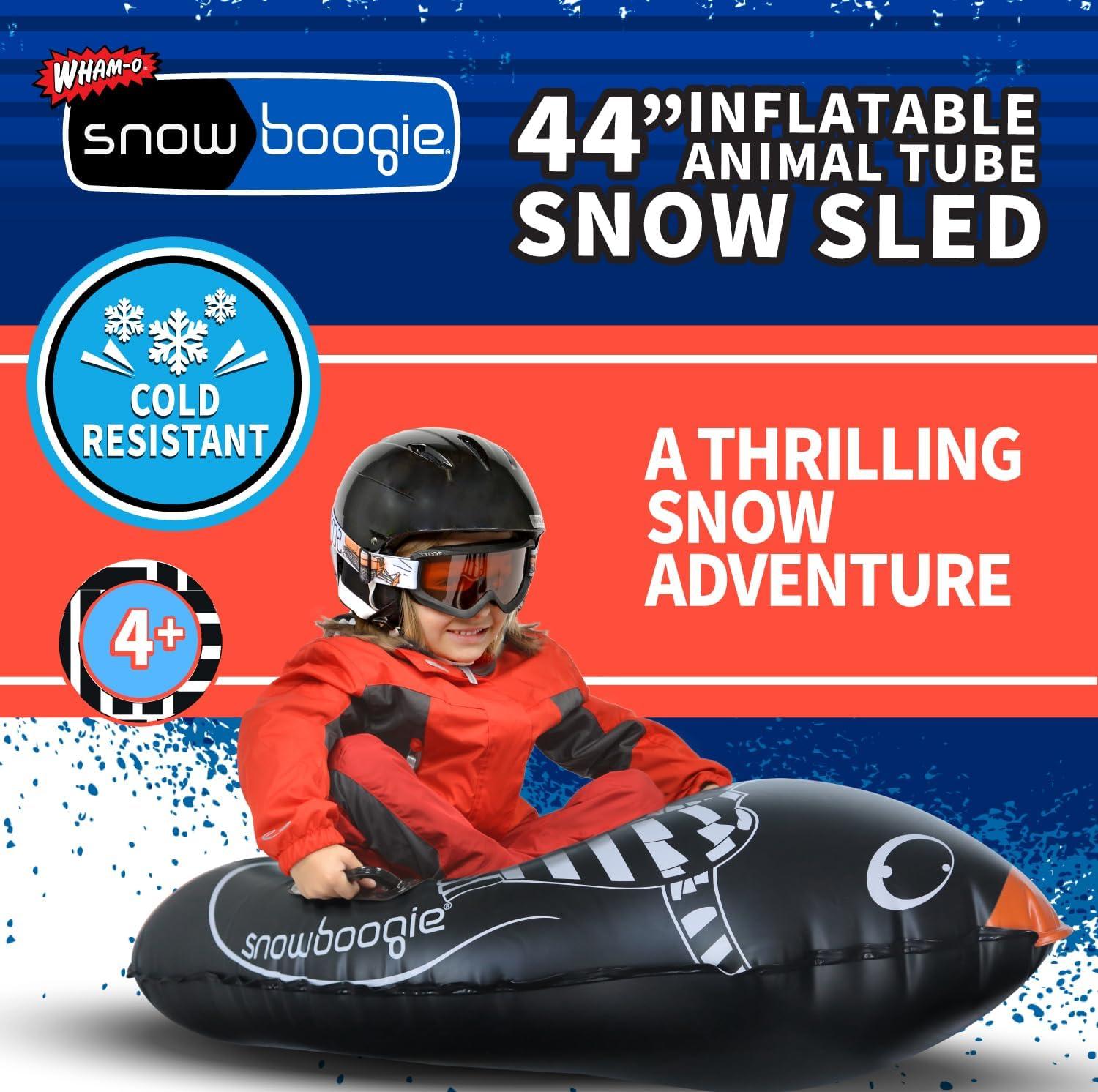 imageSnowboogie 44quot Inflatable Animal Tube Sled Single Rider Snow Sleds Inflatable Sled with Soft Handles Slick Bottom for Speed ampamp Control Snow Sledding for Children44