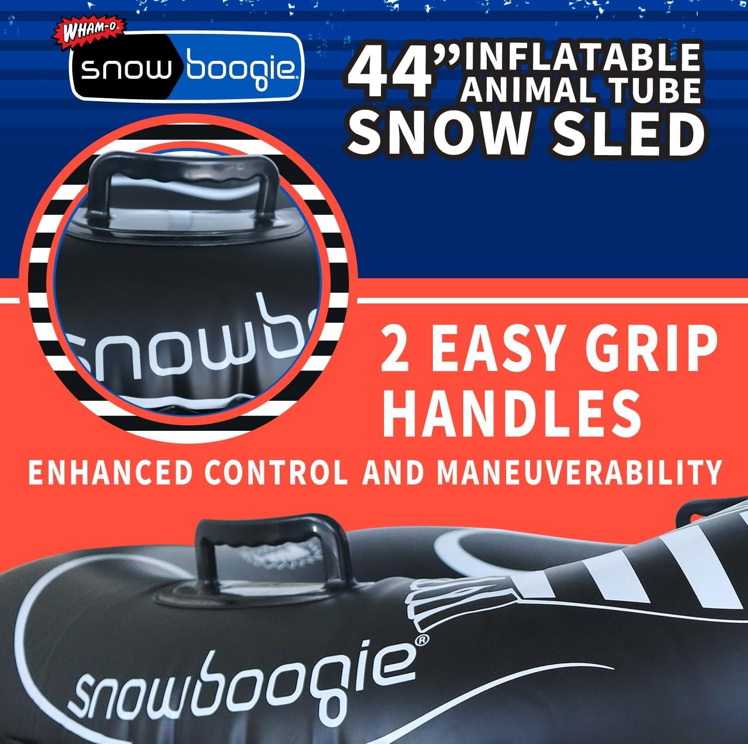 imageSnowboogie 44quot Inflatable Animal Tube Sled Single Rider Snow Sleds Inflatable Sled with Soft Handles Slick Bottom for Speed ampamp Control Snow Sledding for Children44