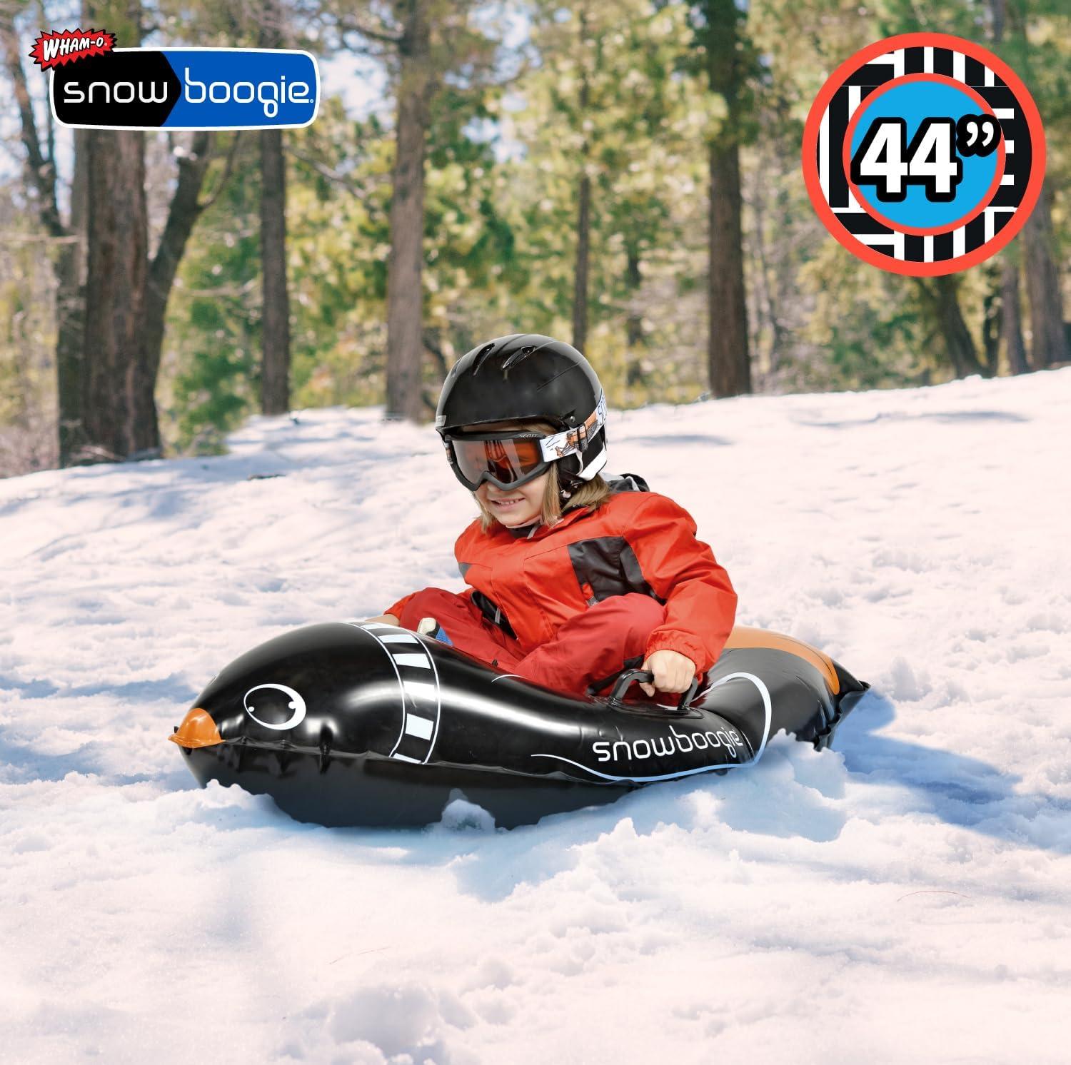 imageSnowboogie 44quot Inflatable Animal Tube Sled Single Rider Snow Sleds Inflatable Sled with Soft Handles Slick Bottom for Speed ampamp Control Snow Sledding for Children44