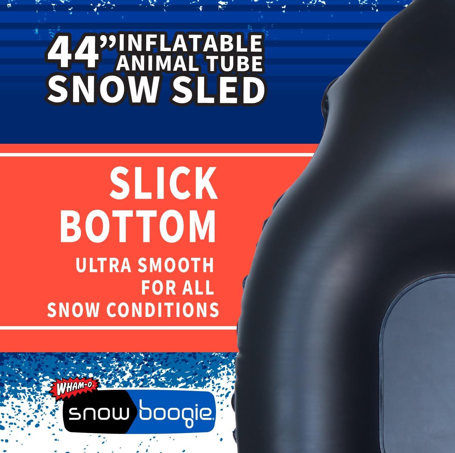 imageSnowboogie 44quot Inflatable Animal Tube Sled Single Rider Snow Sleds Inflatable Sled with Soft Handles Slick Bottom for Speed ampamp Control Snow Sledding for Children44