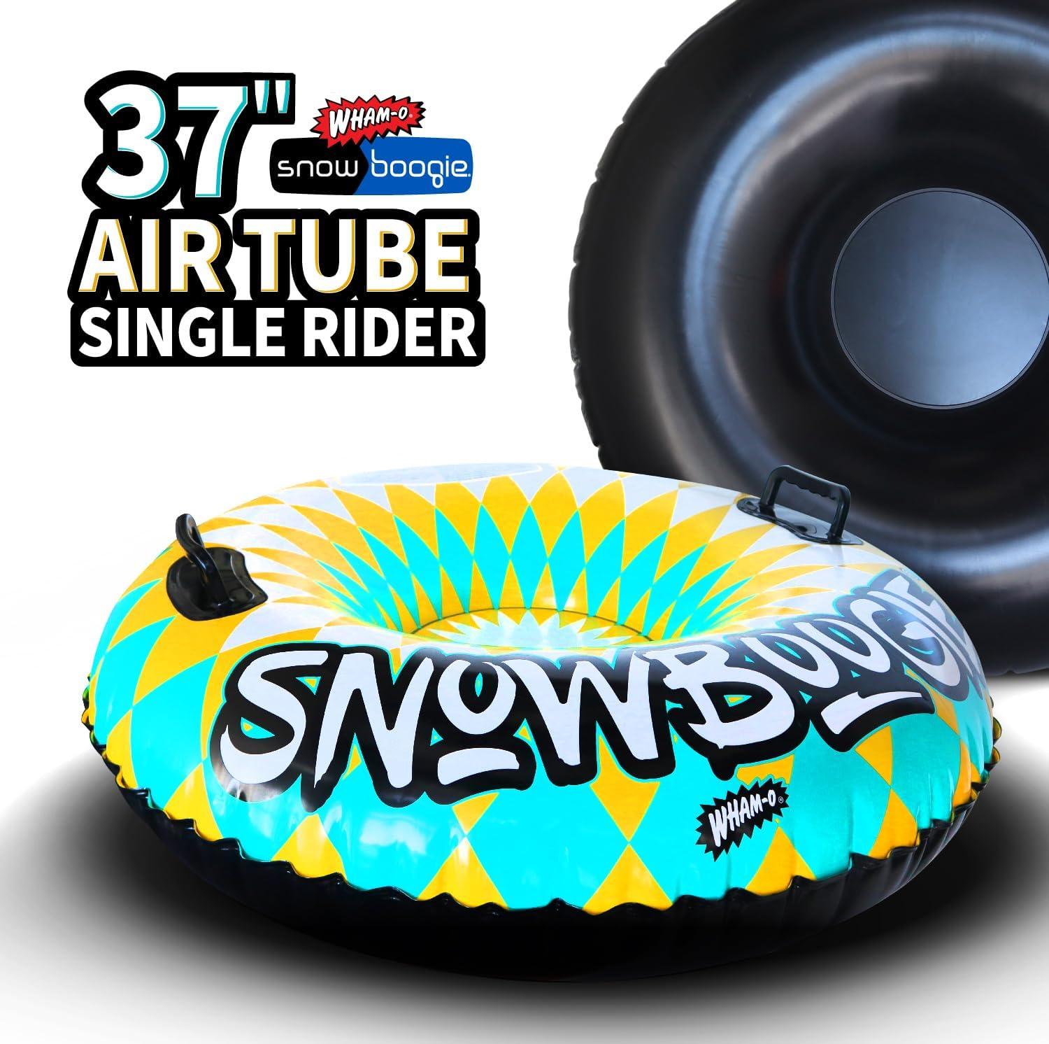 imageSnowboogie Air Tube 37quot Single Rider Snow Sleds Inflatable Sled with Soft Handles Slick Bottom for Speed ampamp Control Snow Sledding for Adults ampamp Children Holidays ampamp Winter