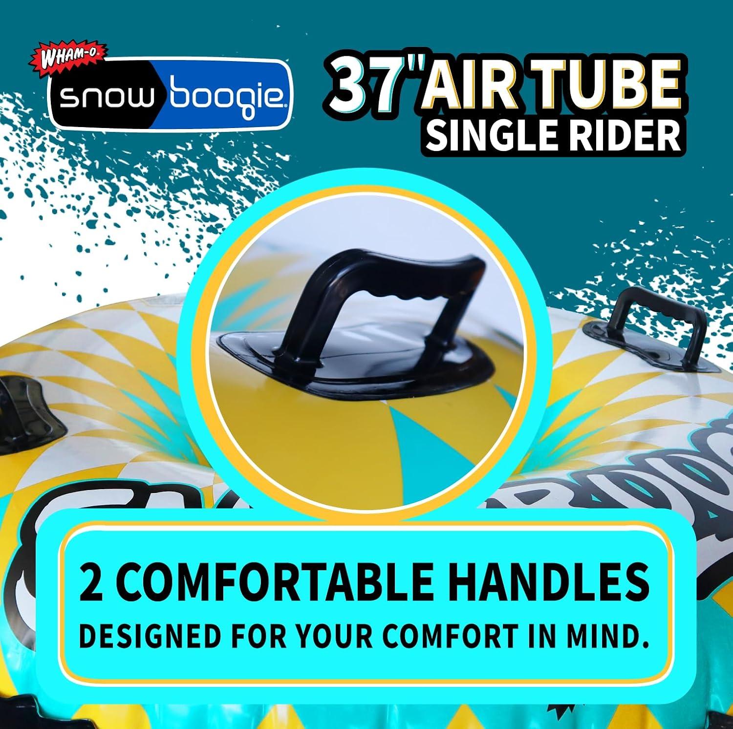 imageSnowboogie Air Tube 37quot Single Rider Snow Sleds Inflatable Sled with Soft Handles Slick Bottom for Speed ampamp Control Snow Sledding for Adults ampamp Children Holidays ampamp Winter