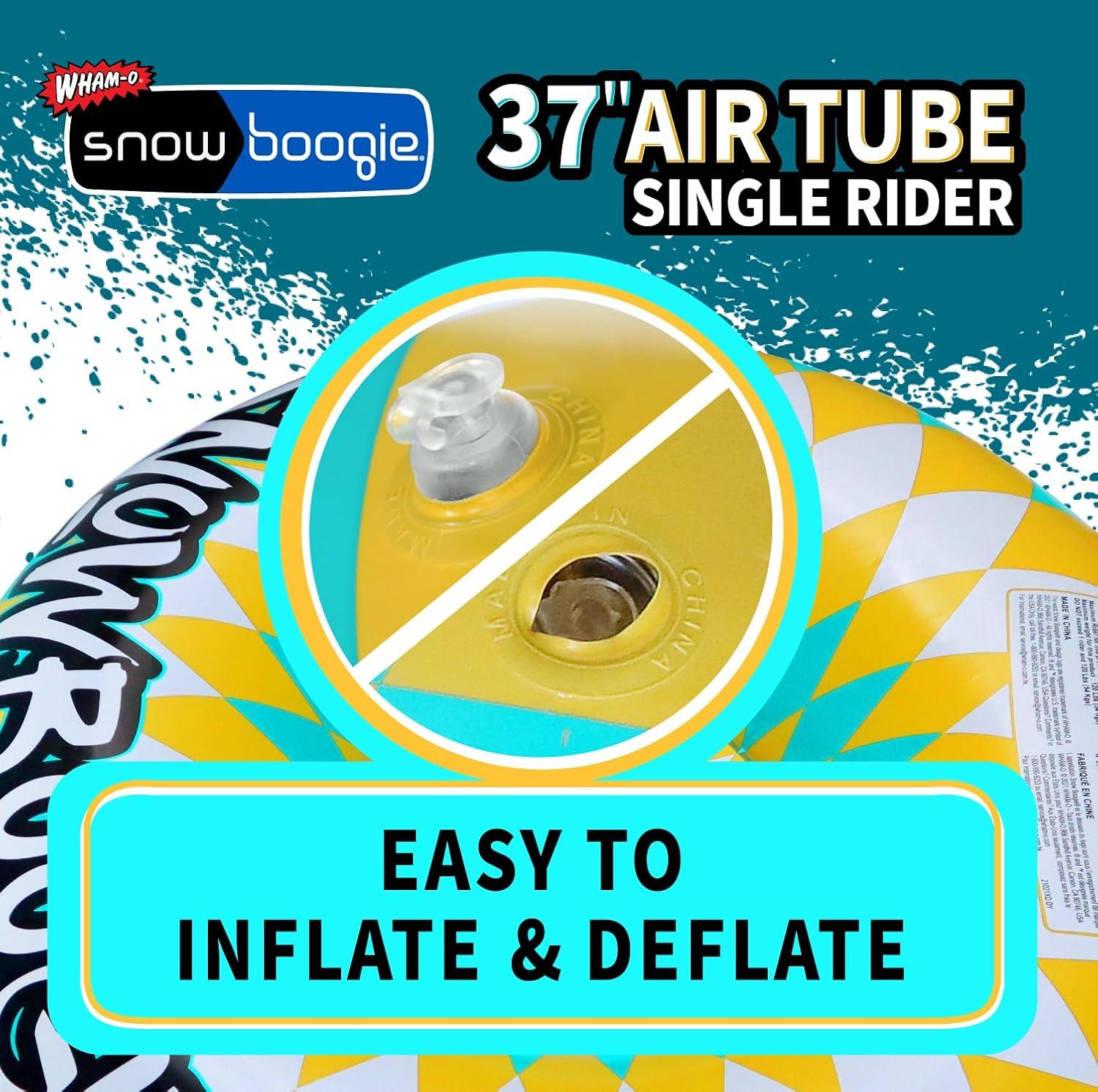 imageSnowboogie Air Tube 37quot Single Rider Snow Sleds Inflatable Sled with Soft Handles Slick Bottom for Speed ampamp Control Snow Sledding for Adults ampamp Children Holidays ampamp Winter