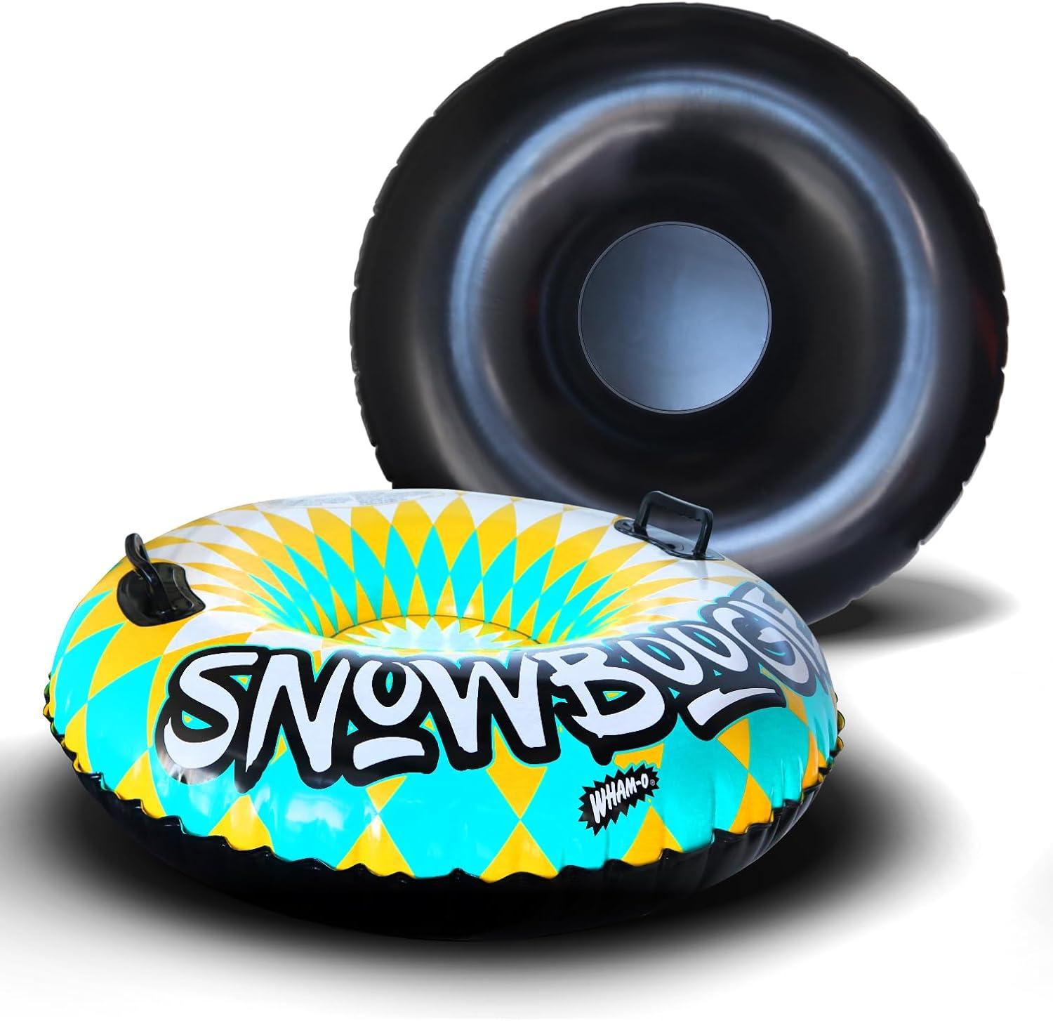 imageSnowboogie Air Tube 37quot Single Rider Snow Sleds Inflatable Sled with Soft Handles Slick Bottom for Speed ampamp Control Snow Sledding for Adults ampamp Children Holidays ampamp Winter