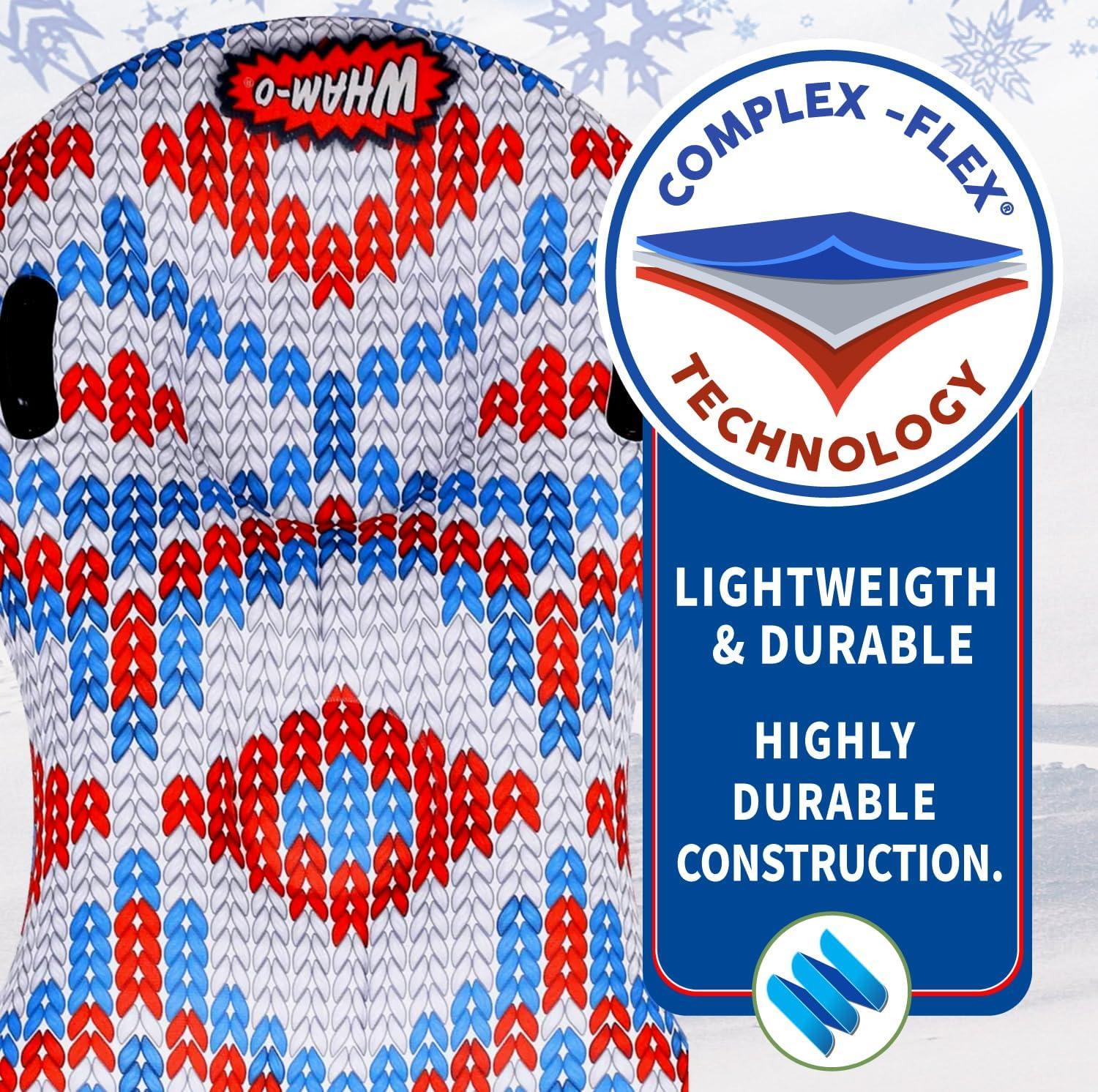 imageSnowboogie Super Double SnowTube 64quot Double Rider Snow Sleds Inflatable Sled with Soft Handles Slick Bottom for Speed ampamp Control Snow Sledding for Adults ampamp Children Nordic knit pattern design