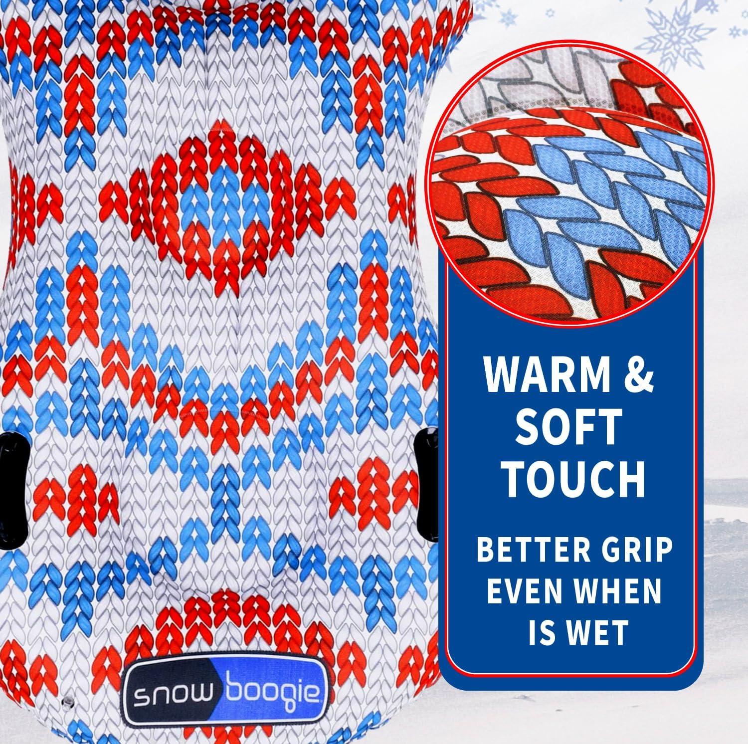 imageSnowboogie Super Double SnowTube 64quot Double Rider Snow Sleds Inflatable Sled with Soft Handles Slick Bottom for Speed ampamp Control Snow Sledding for Adults ampamp Children Nordic knit pattern design