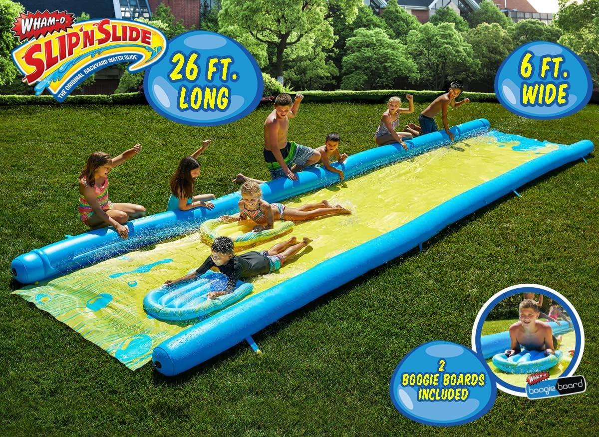 imageWhamO Slip N Slide Super Slip N Slide 26 Feet 2 Boogies ampamp Double Action Pump