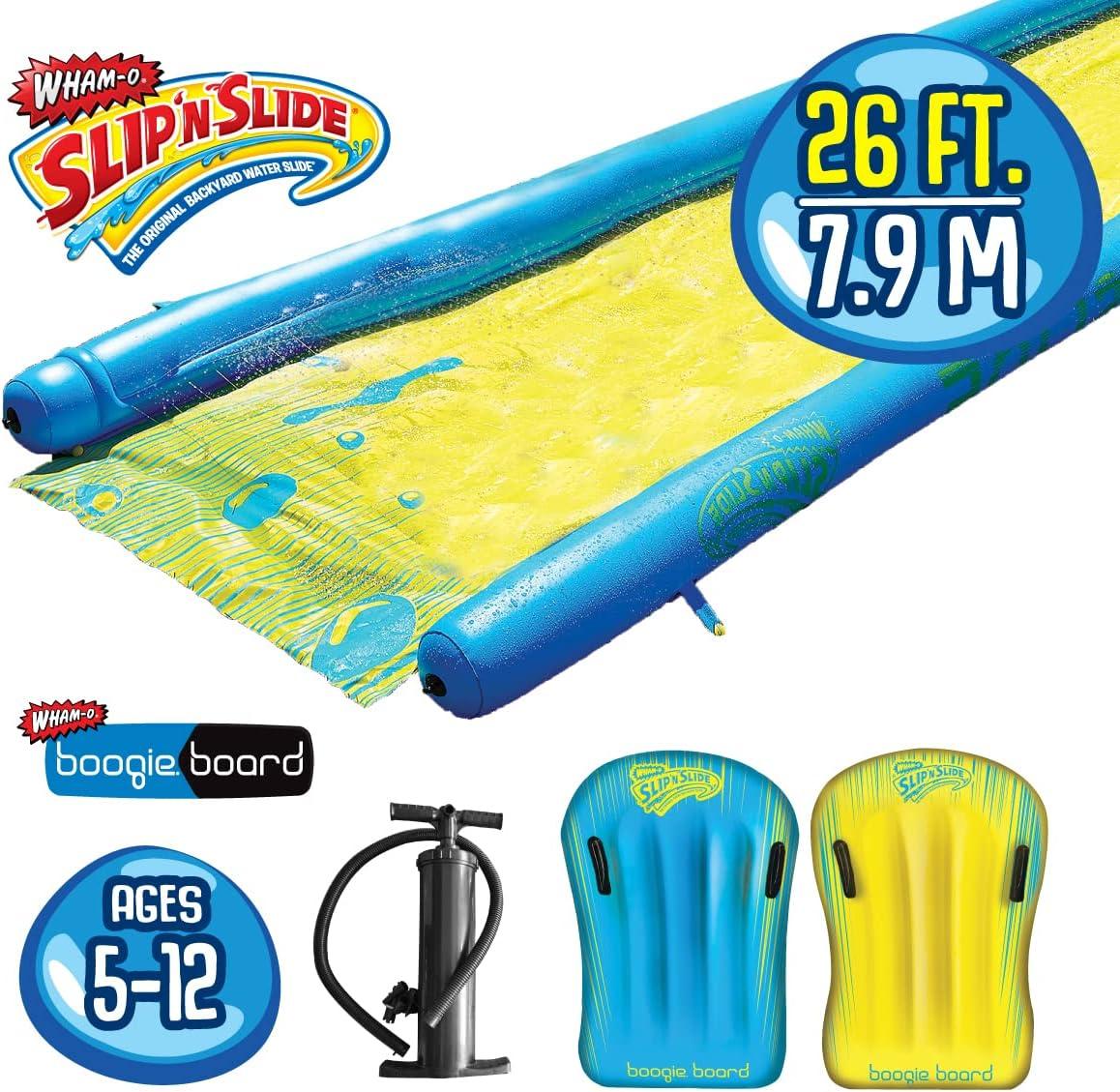 imageWhamO Slip N Slide Super Slip N Slide 26 Feet 2 Boogies ampamp Double Action Pump