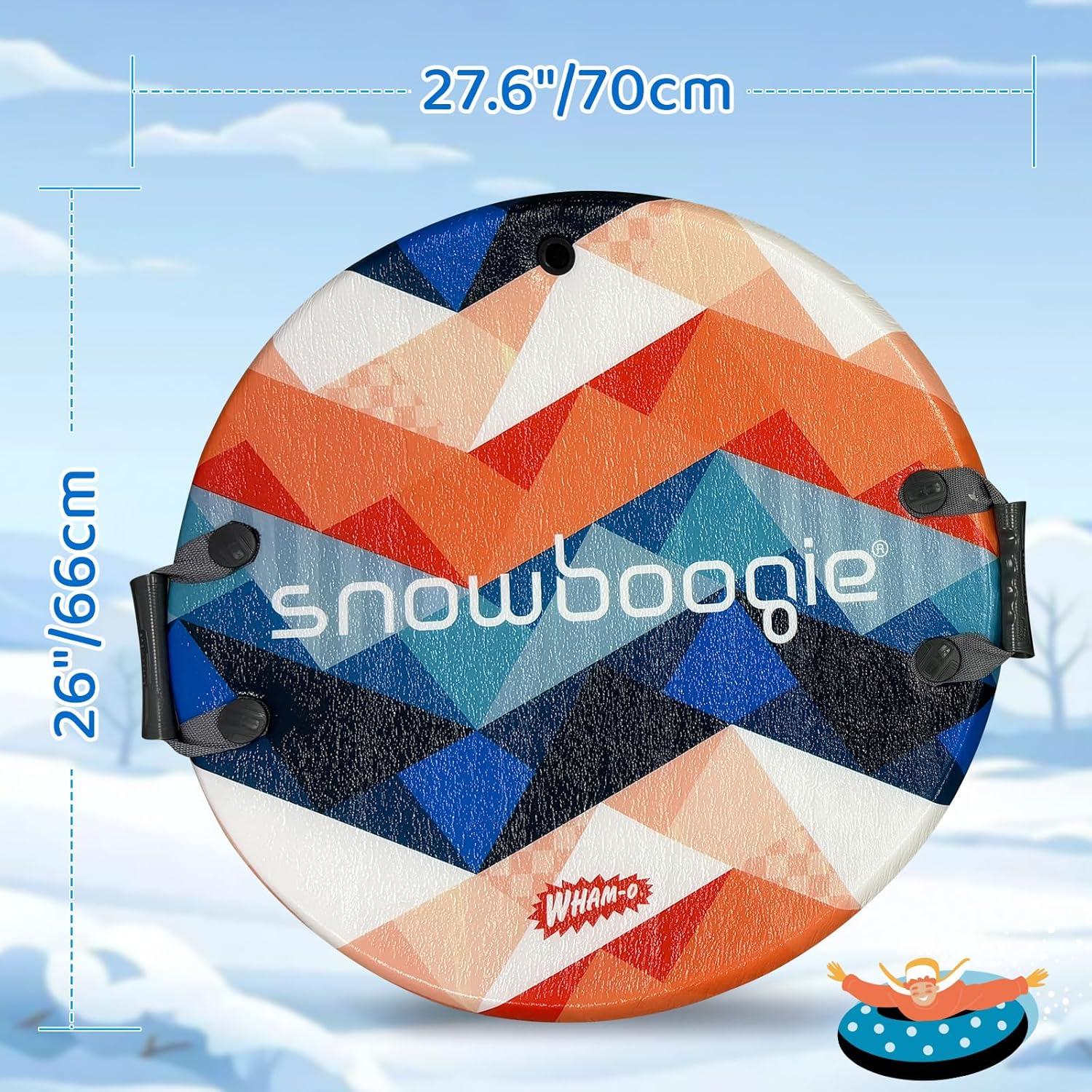 imageWhamO 26 Snowboogie Snow Sleds Single Rider Winter Toboggan Sled with PE Foam Core Slick Bottom and Comfortable Handles for Winter Outdoor Sports Activities
