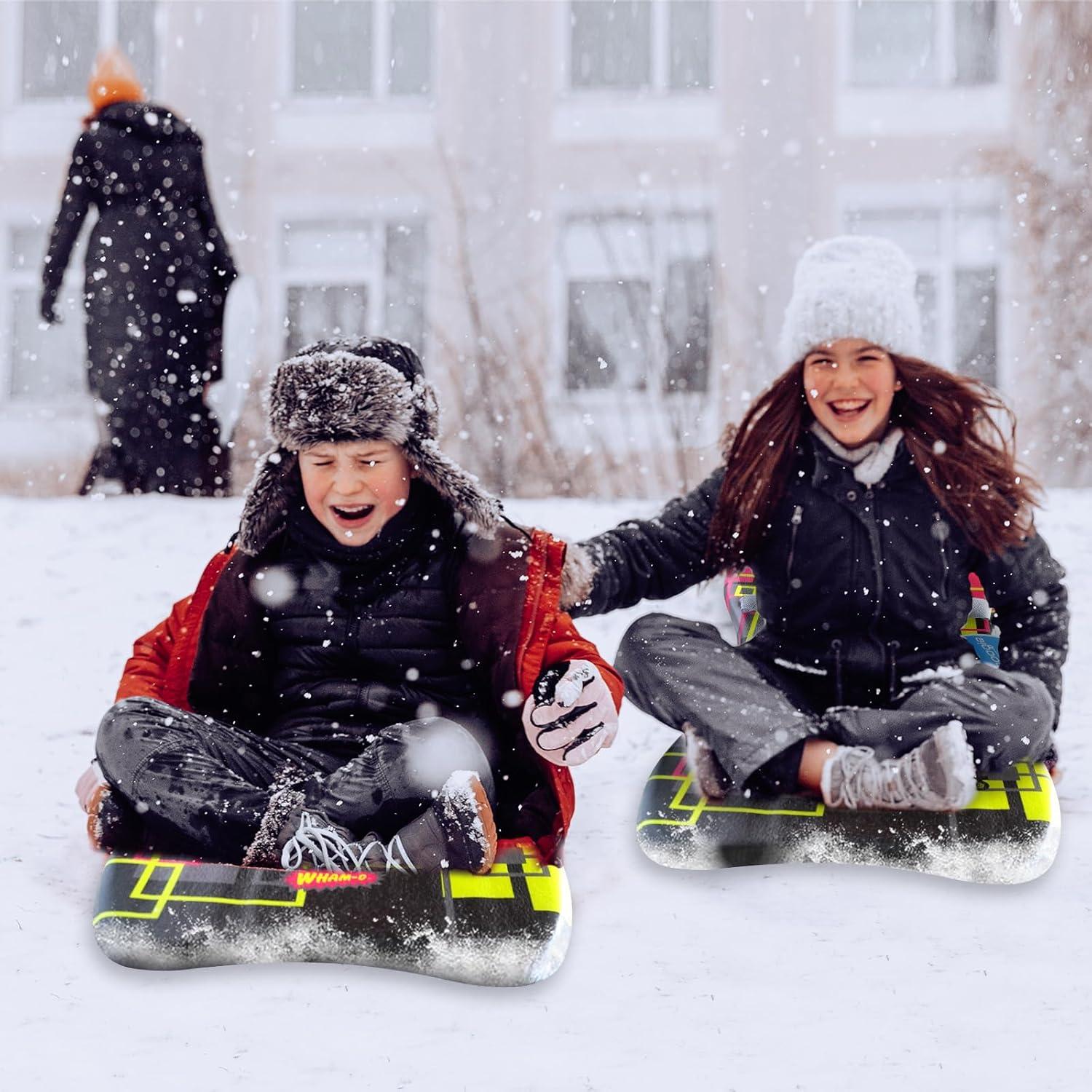 imageWhamO 36 Snowboogie Single Rider Winter Snow Sleds Toboggan Sled with Side Handles for Winter Outdoor Sports ActivitiesYellow1Pack