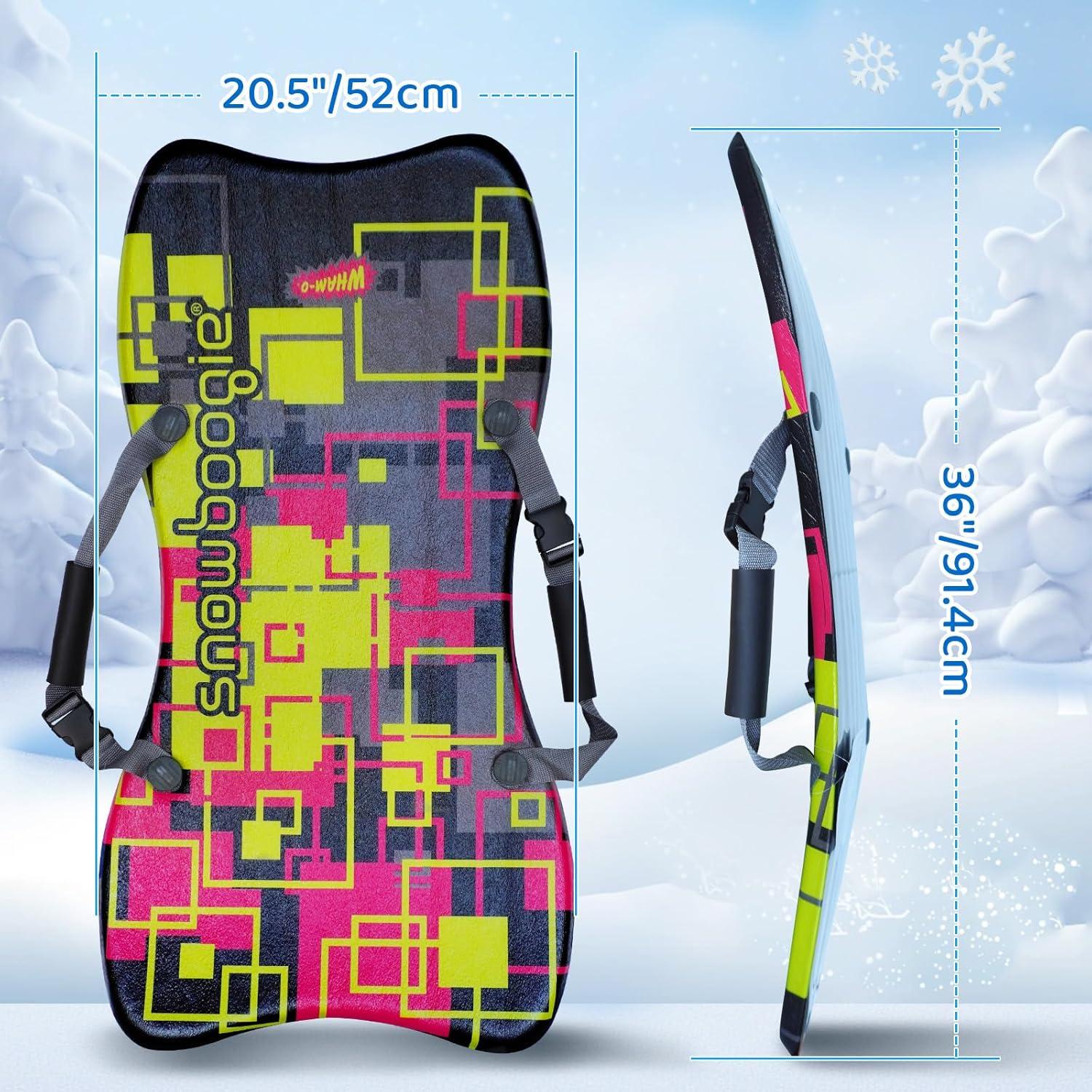 imageWhamO 36 Snowboogie Single Rider Winter Snow Sleds Toboggan Sled with Side Handles for Winter Outdoor Sports ActivitiesYellow1Pack
