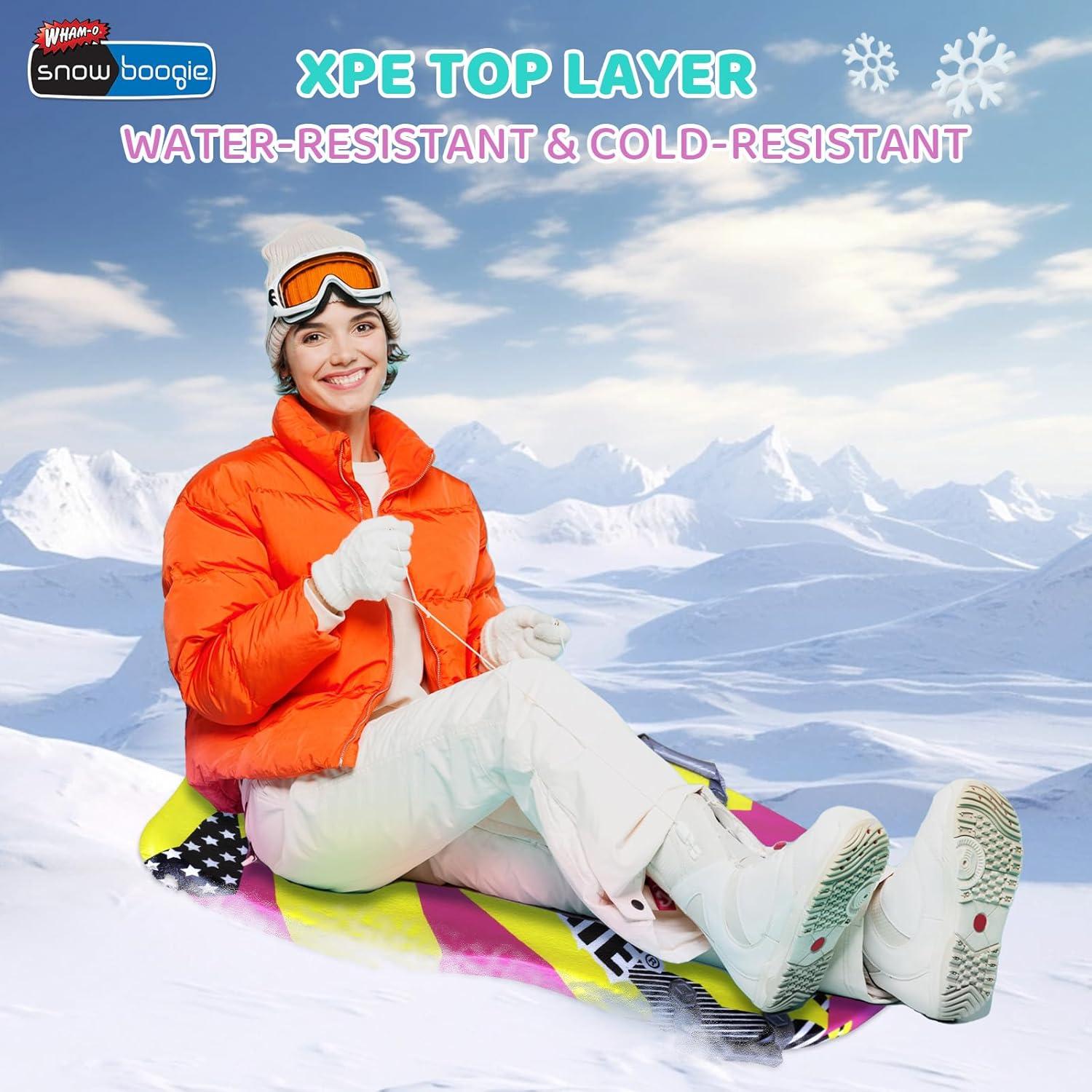 imageWhamO 40quot Snowboogie Winter Snow Sleds with Side Handles Single Snow Sledding with Premium PE Foam Core for Winter Outdoor Sports Activities