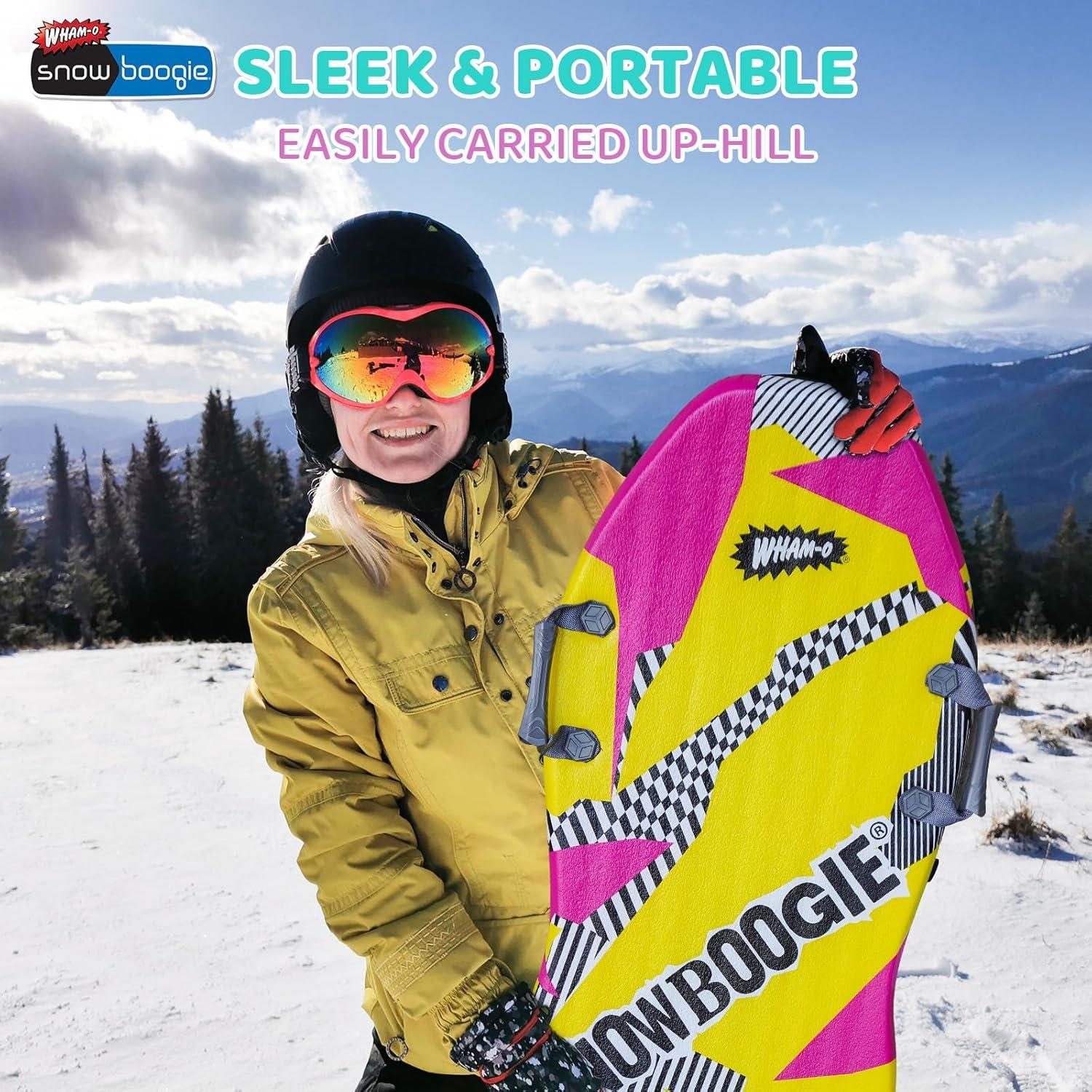 imageWhamO 40quot Snowboogie Winter Snow Sleds with Side Handles Single Snow Sledding with Premium PE Foam Core for Winter Outdoor Sports Activities