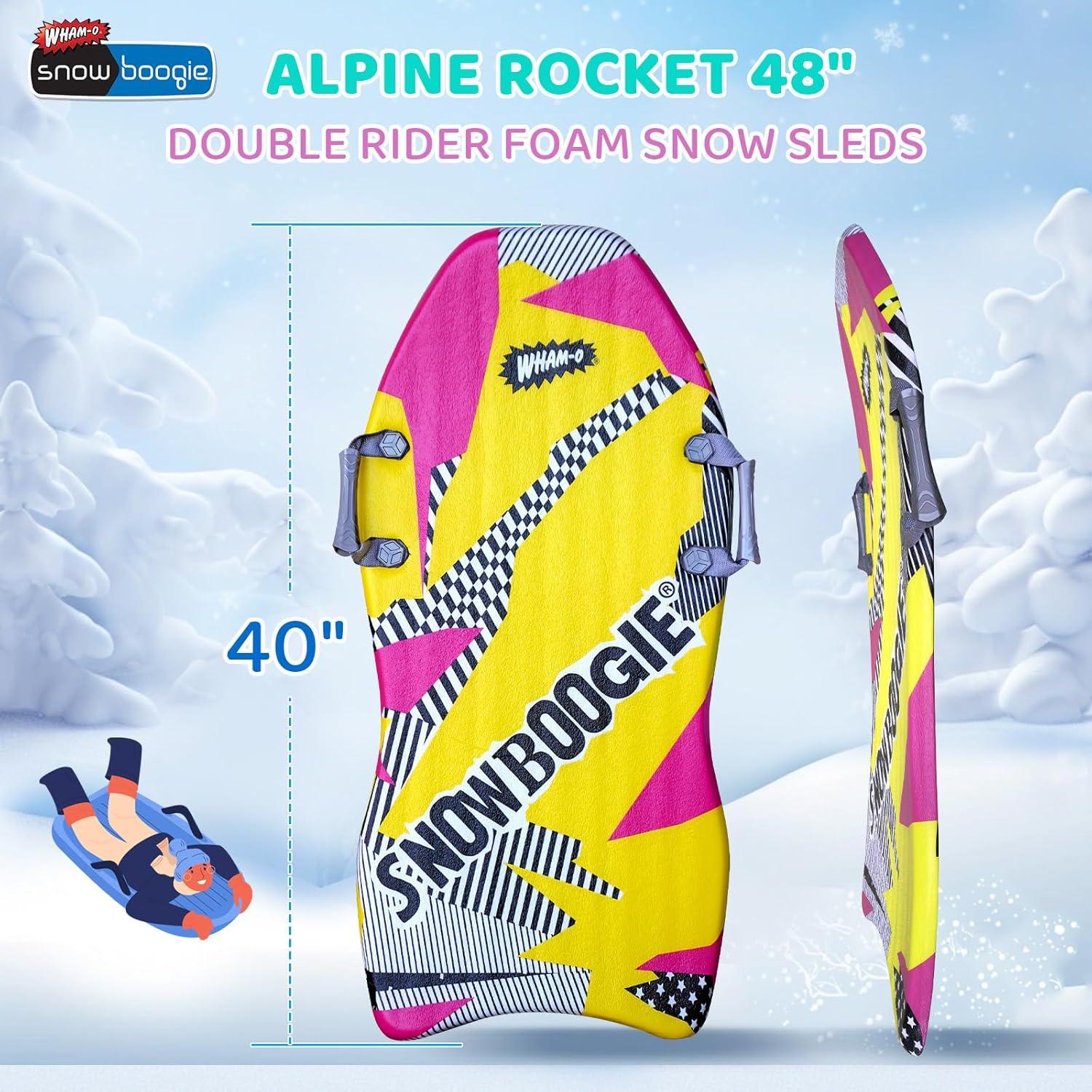 imageWhamO 40quot Snowboogie Winter Snow Sleds with Side Handles Single Snow Sledding with Premium PE Foam Core for Winter Outdoor Sports Activities