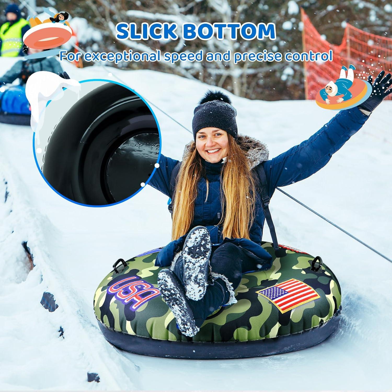 imageWhamO 46quot Super Snow Tubes Inflatable Single Rider Snow Sled Thickened Heavy Duty Snowboogie with Handles for Winter Outdoor Sports Activities1 Pack