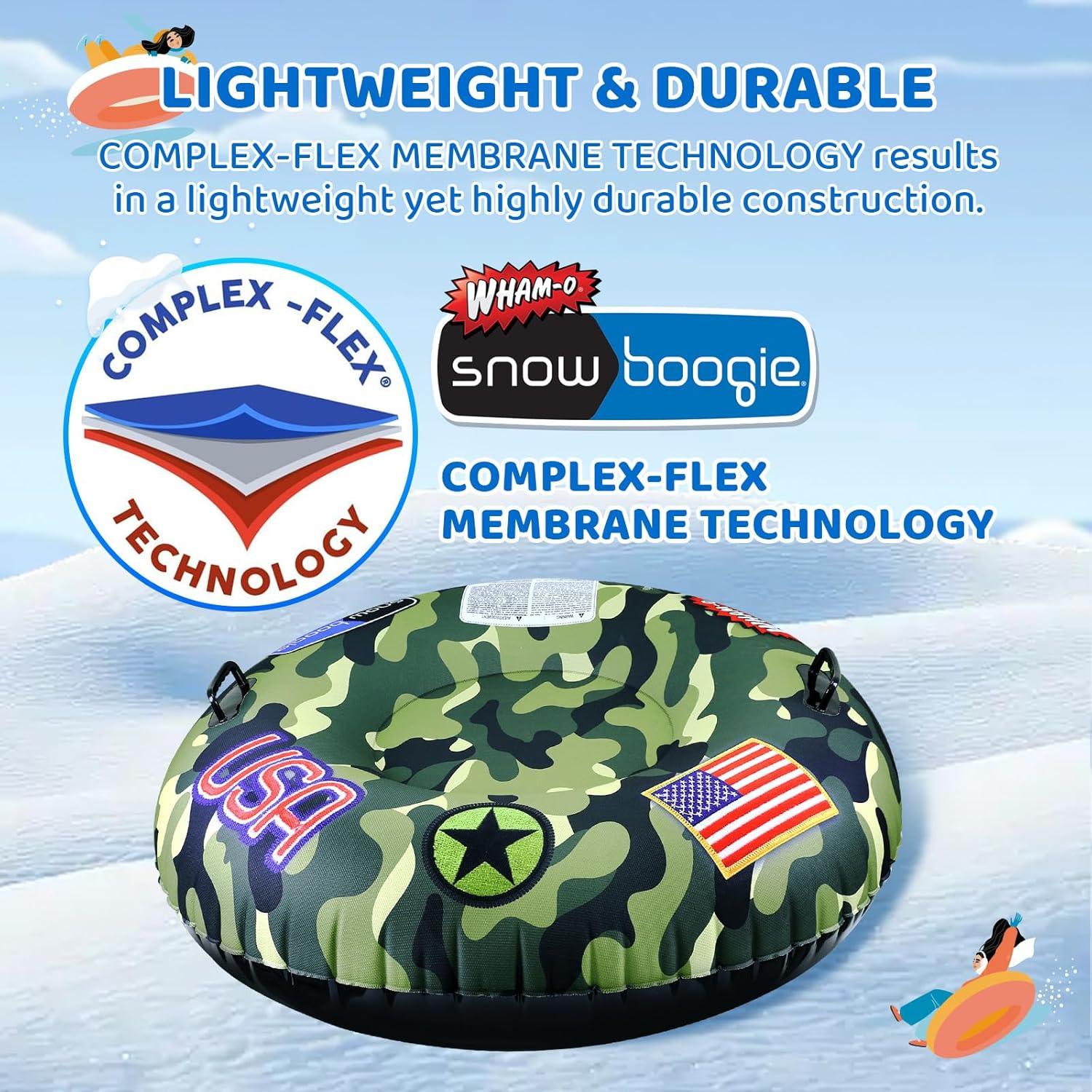imageWhamO 46quot Super Snow Tubes Inflatable Single Rider Snow Sled Thickened Heavy Duty Snowboogie with Handles for Winter Outdoor Sports Activities1 Pack