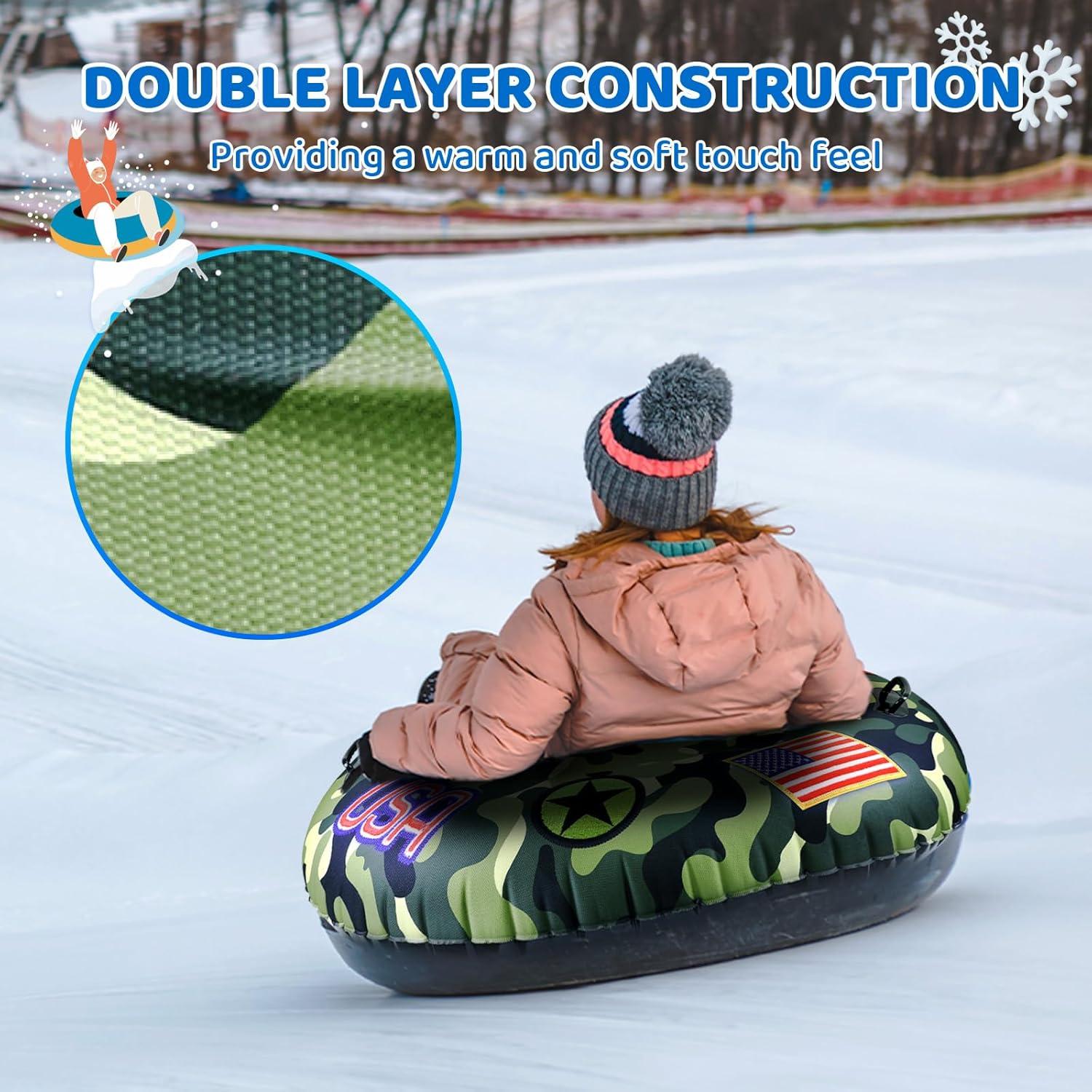 imageWhamO 46quot Super Snow Tubes Inflatable Single Rider Snow Sled Thickened Heavy Duty Snowboogie with Handles for Winter Outdoor Sports Activities1 Pack