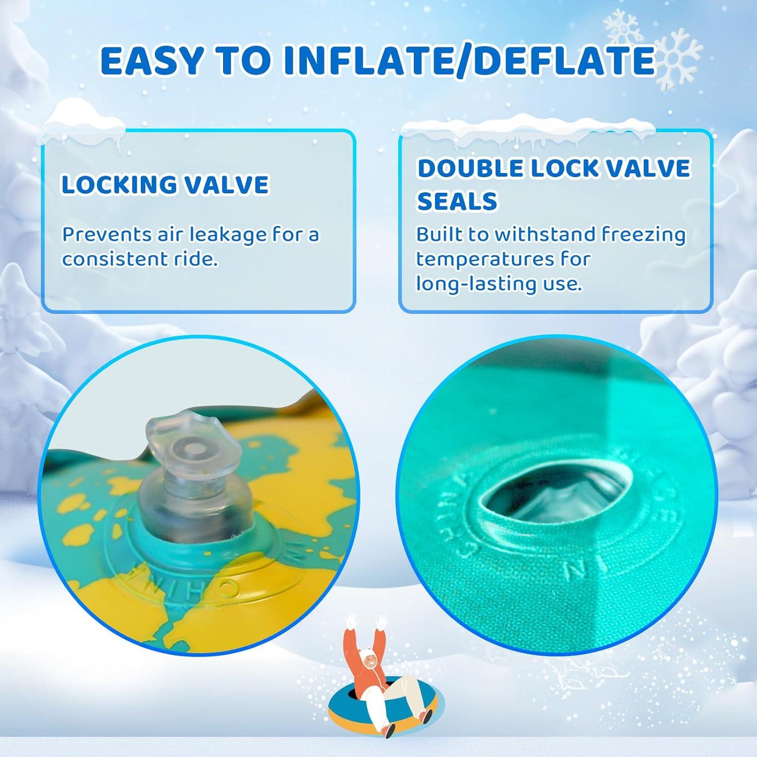 imageWhamO 48quot Inflatable Snow Tubes Double Rider Snow Sleds with Handles Thickened Heavy Duty Fit for Winter Outdoor Sports Activities