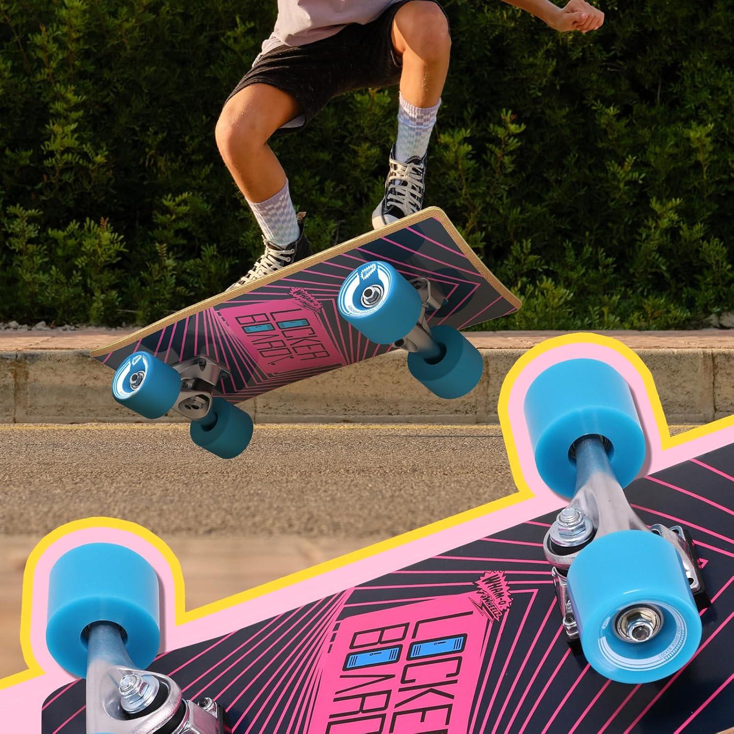 imageWhamO Locker Board Cruz 17quot Skateboard Portable Small Board Fits in Backpack ampamp Locker Maple Wood Kids Lockerboard Adult Cruiser Board for Ages 8