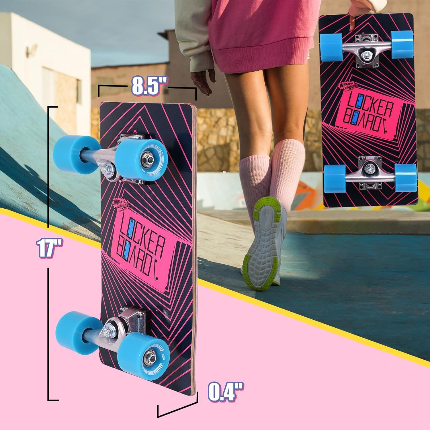 imageWhamO Locker Board Cruz 17quot Skateboard Portable Small Board Fits in Backpack ampamp Locker Maple Wood Kids Lockerboard Adult Cruiser Board for Ages 8