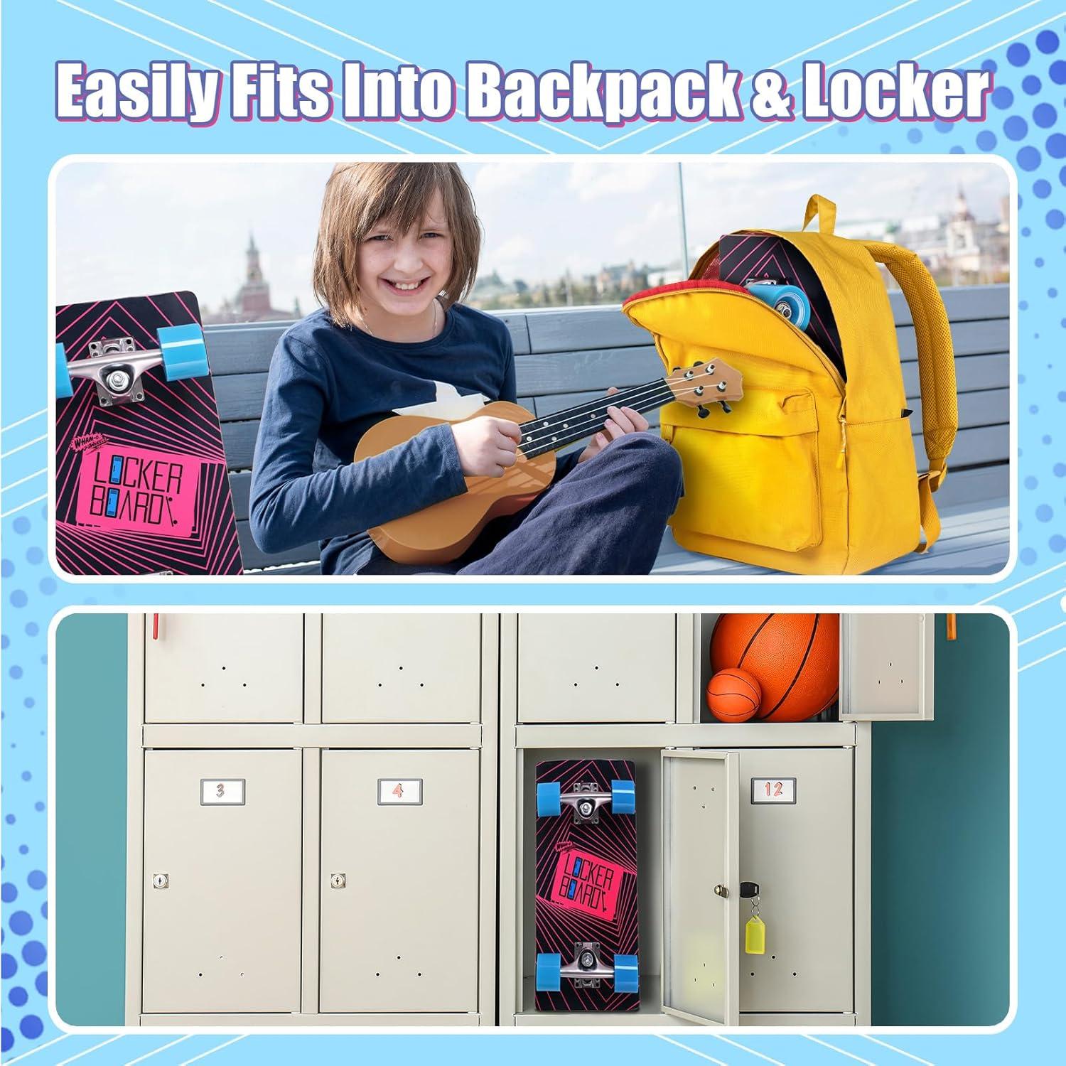 imageWhamO Locker Board Cruz 17quot Skateboard Portable Small Board Fits in Backpack ampamp Locker Maple Wood Kids Lockerboard Adult Cruiser Board for Ages 8