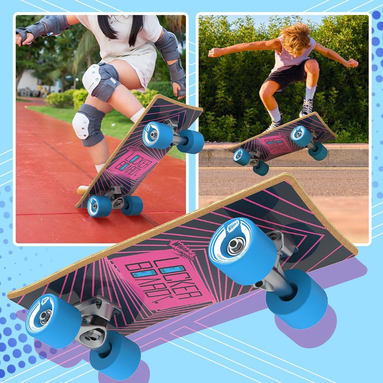 imageWhamO Locker Board Cruz 17quot Skateboard Portable Small Board Fits in Backpack ampamp Locker Maple Wood Kids Lockerboard Adult Cruiser Board for Ages 8