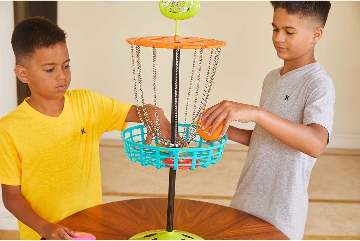 imageWhamO Mini Frisbee Golf Set 28inch Tall Frisbee Golf Target with 6 Mini Discs Portable Disc Golf Starter Toy Set for Indoor and Outdoor