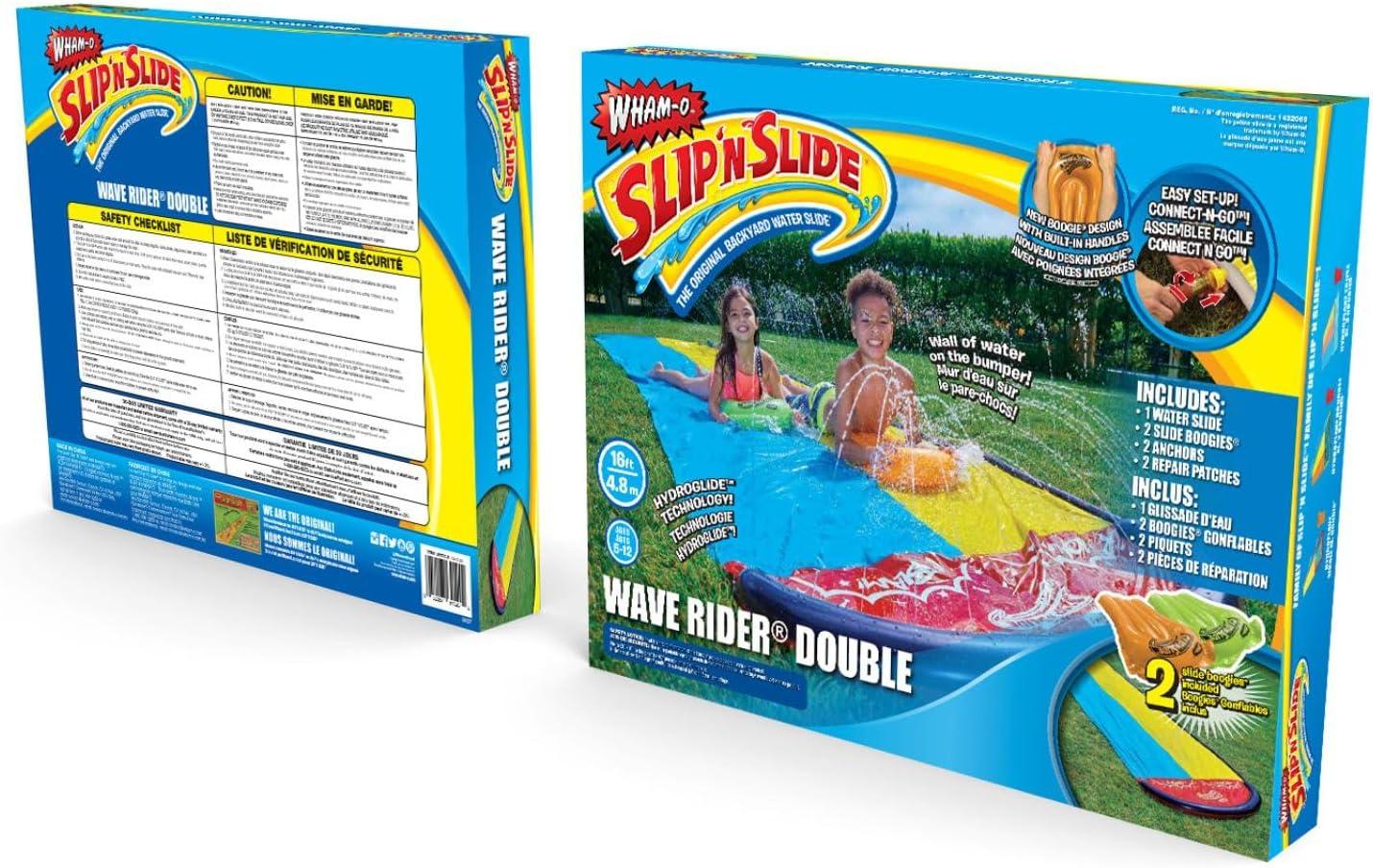 imageWhamO Slip N Slide 16ft Double Lawn Water Slides with Sprinkler Lane ampamp 2 Inflatable Boards Super Slip Slides for Summer Backyard Outdoor Water Activities