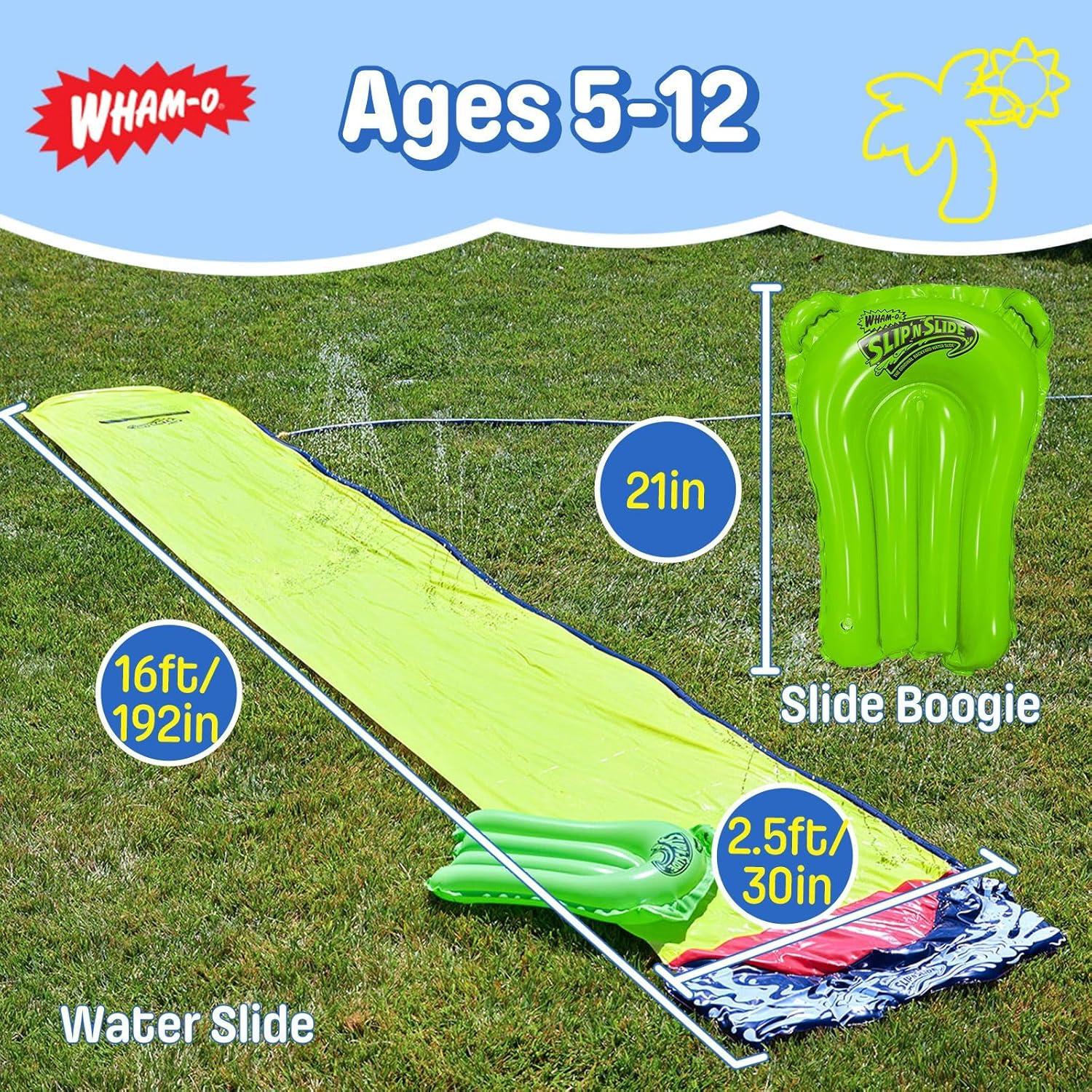 imageWhamO Slip N Slide 16ft Lawn Water Slides with Slide Boogie Great for Summer Water Parties Backyard Outdoor Activities