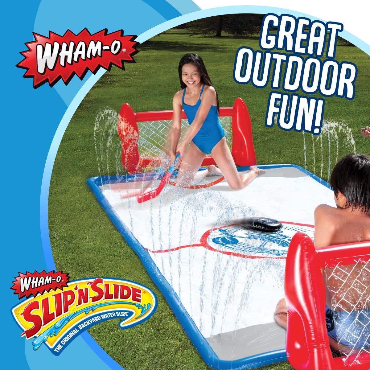 imageWhamO Slip N Slide Water Knee Hockey Goals Set for Lawn Backyard Includes 2 Inflatable Hockey Goals 2 Hockey Sticks 1 Inflatable Puck