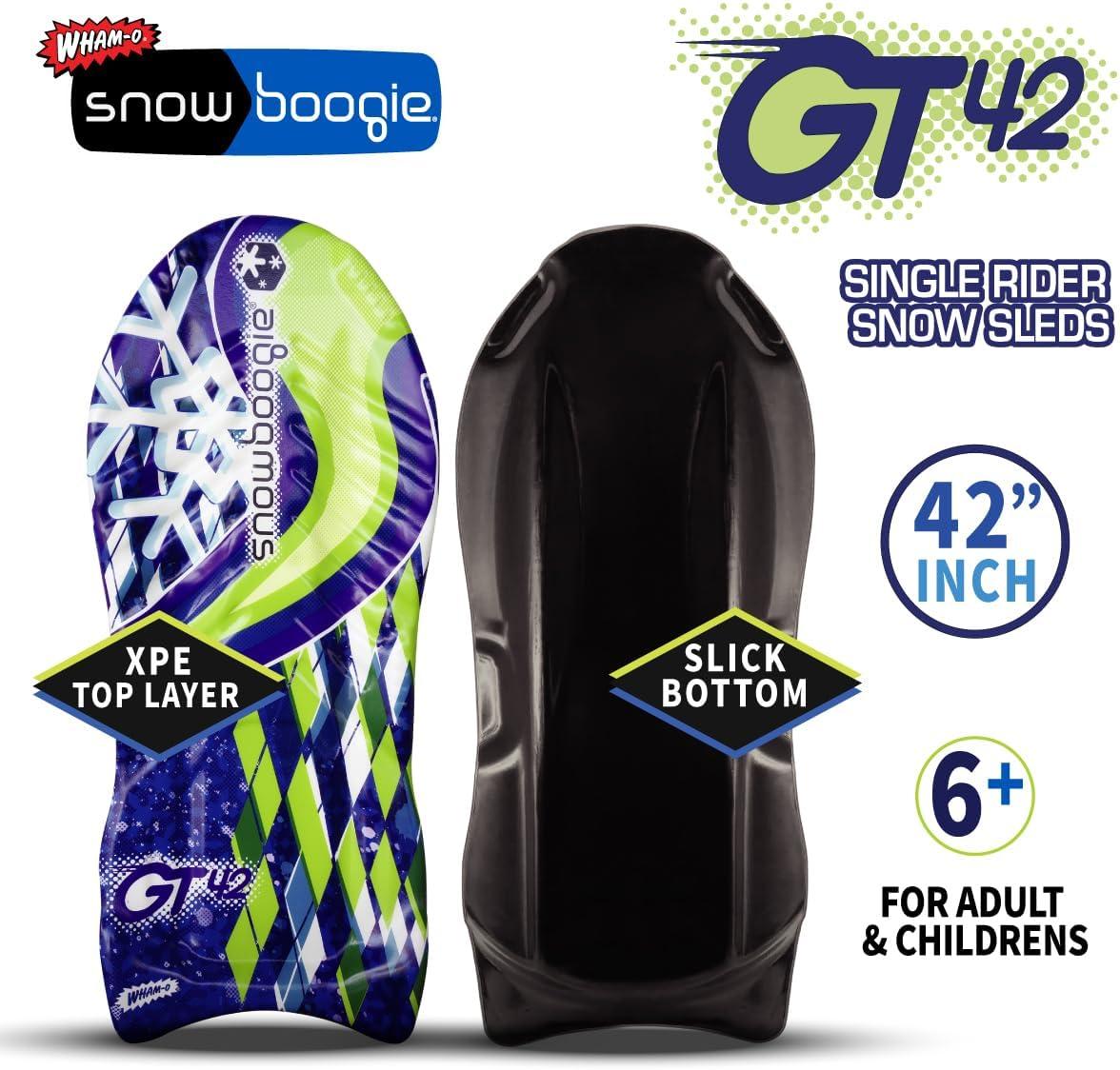 imageWhamO Snowboogie GT42 Single Rider Snow Foam Sleds PE Foam Core Sled with Soft Handles Slick Bottom for Speed ampamp Control Snow Sledding for Adults ampamp Children Holidays ampamp WinterSnowflake