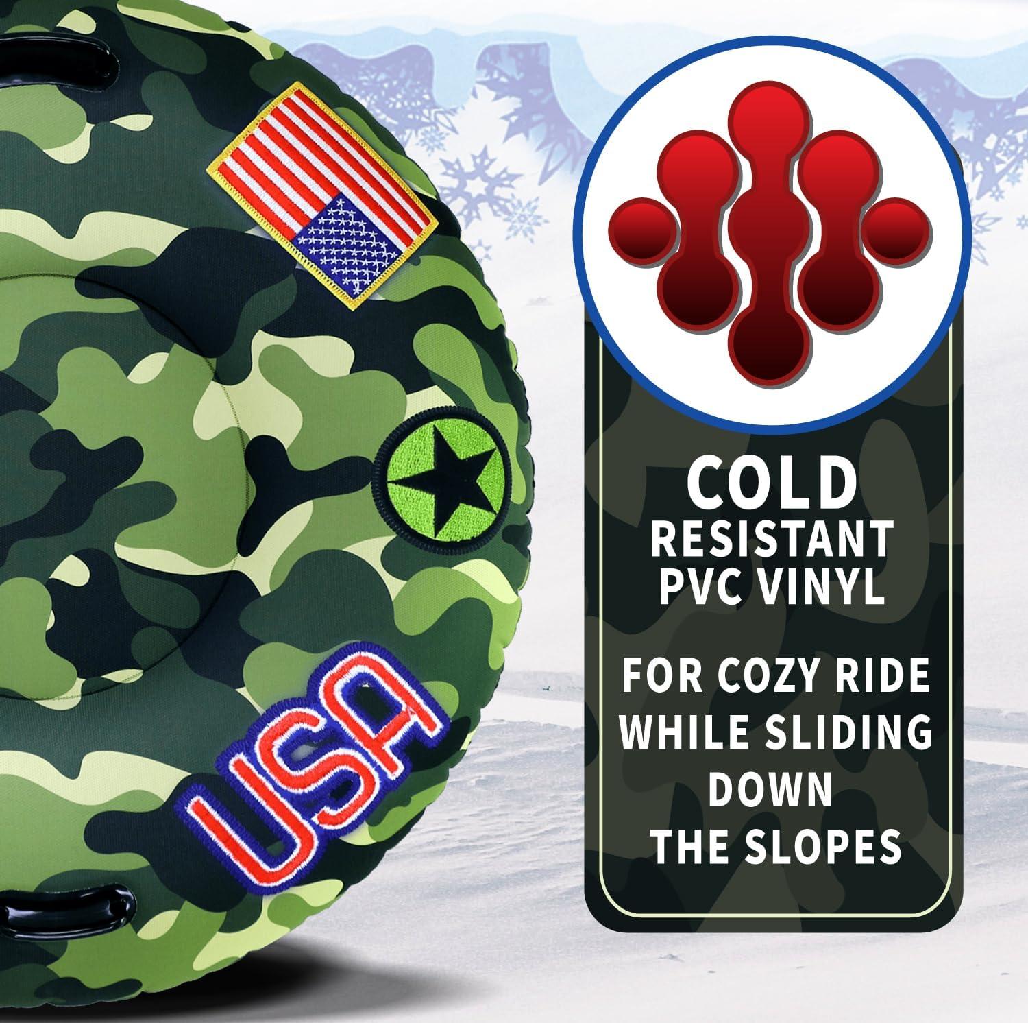 imageWhamO Snowboogie Super Snow Tube 46quot Oversize Deluxe USA Camo Edition Single Rider Snow Sleds Inflatable Snow Sled for Adults ampamp Children