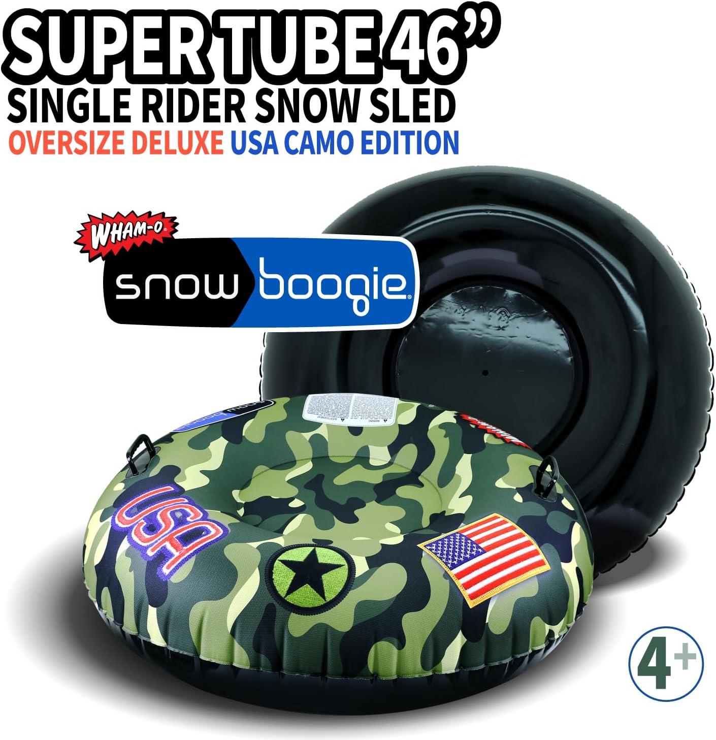 imageWhamO Snowboogie Super Snow Tube 46quot Oversize Deluxe USA Camo Edition Single Rider Snow Sleds Inflatable Snow Sled for Adults ampamp Children