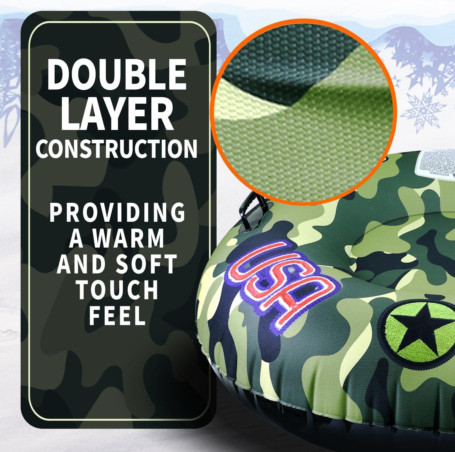 imageWhamO Snowboogie Super Snow Tube 46quot Oversize Deluxe USA Camo Edition Single Rider Snow Sleds Inflatable Snow Sled for Adults ampamp Children