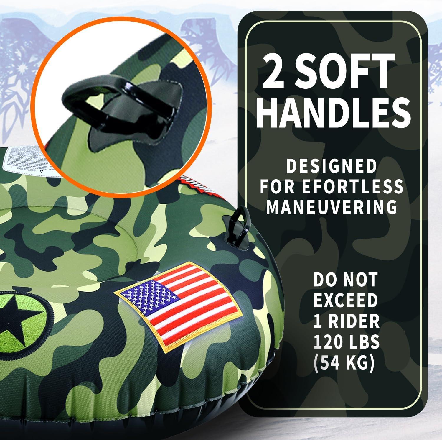 imageWhamO Snowboogie Super Snow Tube 46quot Oversize Deluxe USA Camo Edition Single Rider Snow Sleds Inflatable Snow Sled for Adults ampamp Children