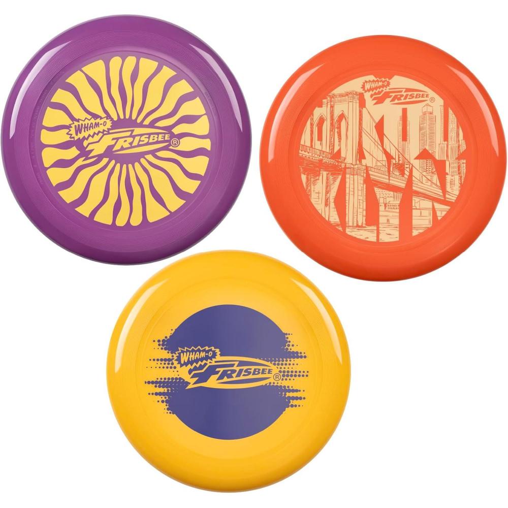 imageFrisbee Cool Flyer Flying Disc 995 Inch Sports Disc Lightweight Durable for Outdoor Beach Park Backyard Game 130gOrangeYellowPurple