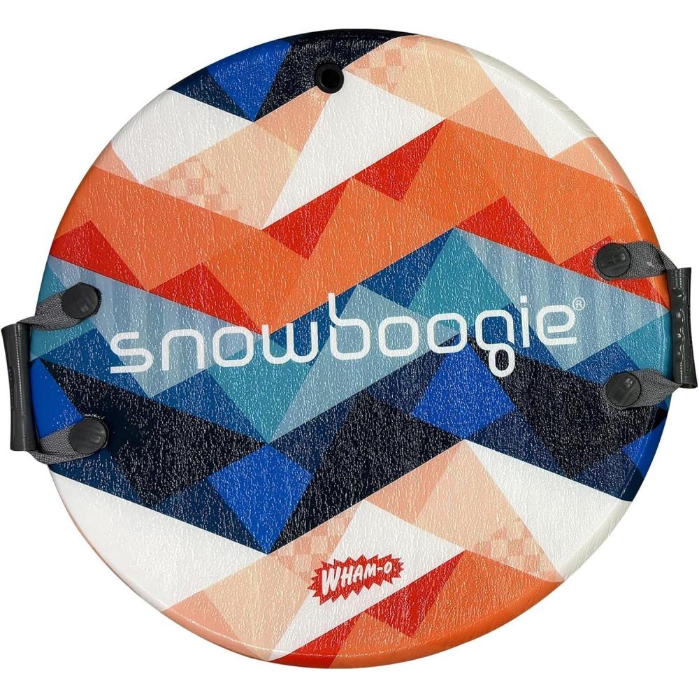 imageWhamO 26 Snowboogie Snow Sleds Single Rider Winter Toboggan Sled with PE Foam Core Slick Bottom and Comfortable Handles for Winter Outdoor Sports Activities