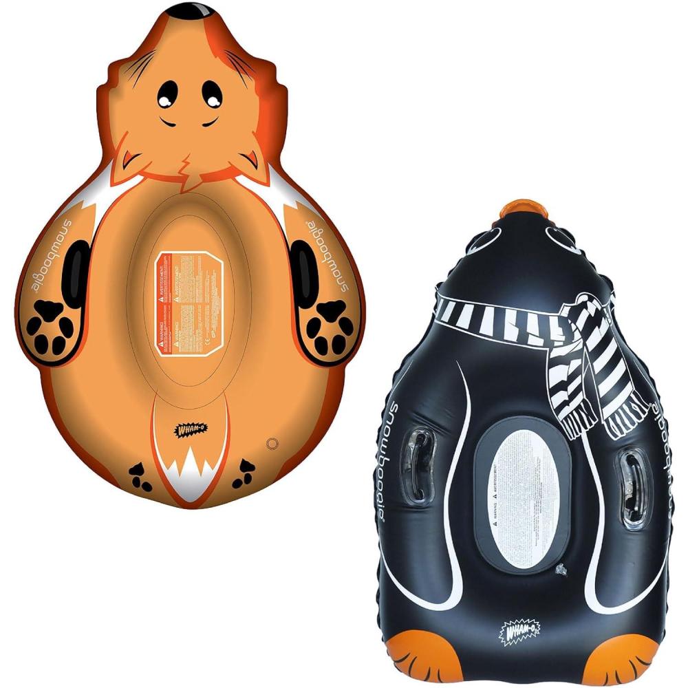 imageWhamO 44quot Snowboogie Winter Snow Tube Single Rider Inflatable Animal Sleds with Two Handles for Winter Outdoor Sports ActivitiesPENGUIN FOX