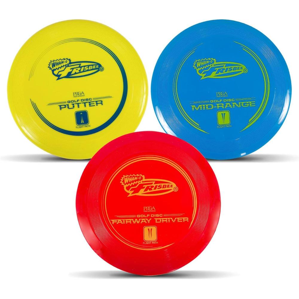 imageWhamO Frisbee Disc Golf Set Includes Driver MidRange ampamp Putter PDGA Approved Golf Disc Toss Game Set 3 Pack Outdoor Disc Game for Recreation Play Backyard Beach Park Tailgates