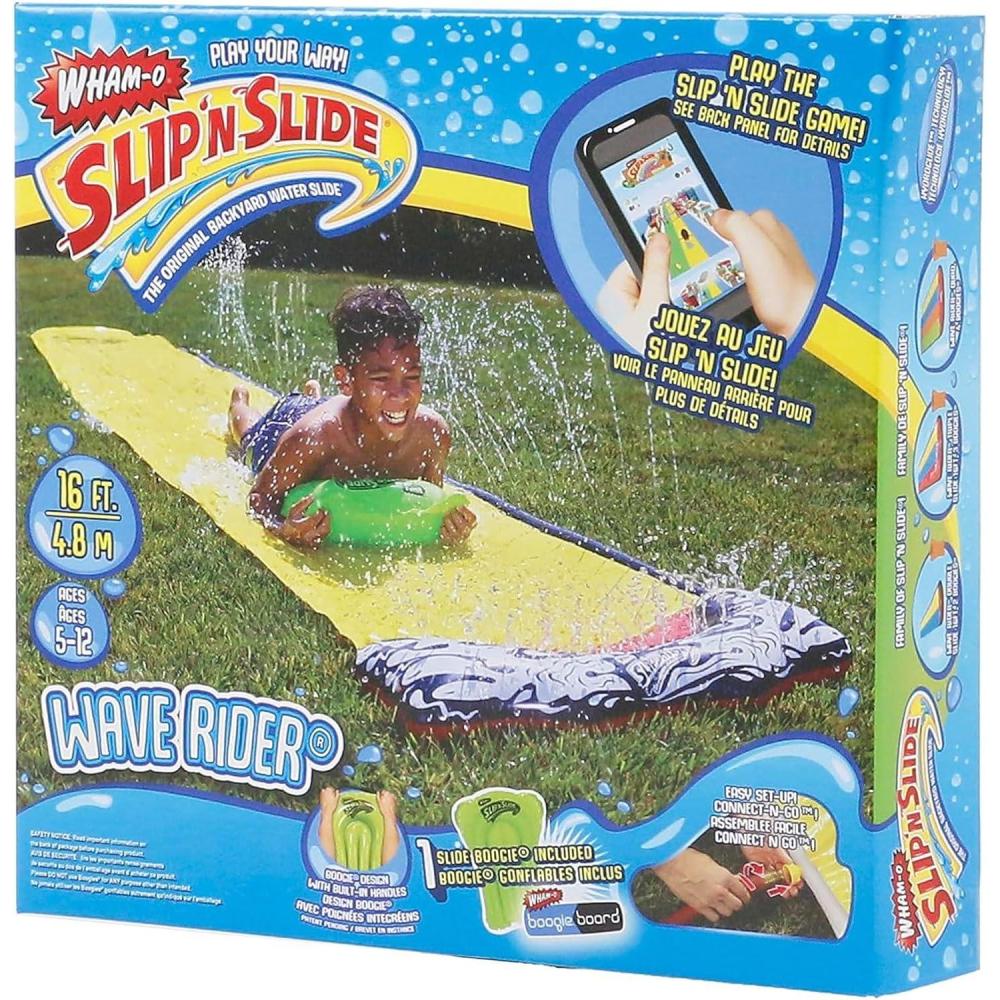 imageWhamO Slip N Slide 16ft Lawn Water Slides with Slide Boogie Great for Summer Water Parties Backyard Outdoor Activities