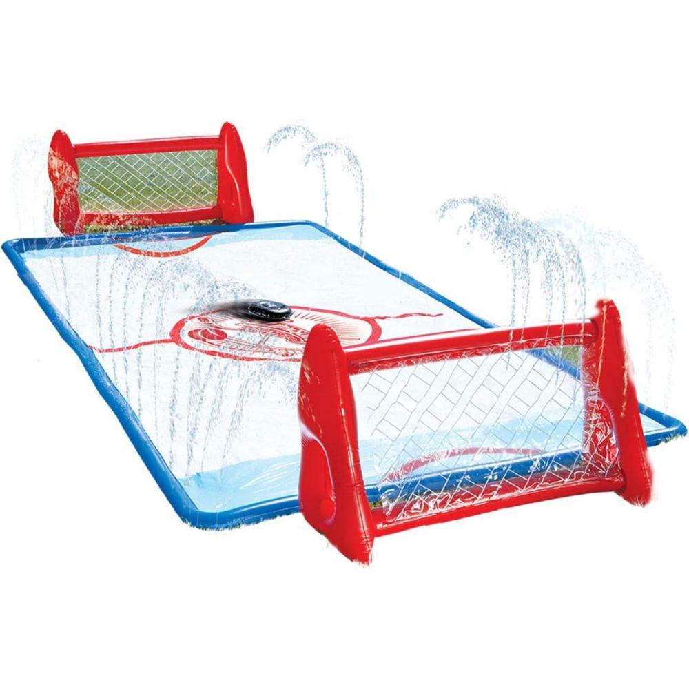 imageWhamO Slip N Slide Water Knee Hockey Goals Set for Lawn Backyard Includes 2 Inflatable Hockey Goals 2 Hockey Sticks 1 Inflatable Puck