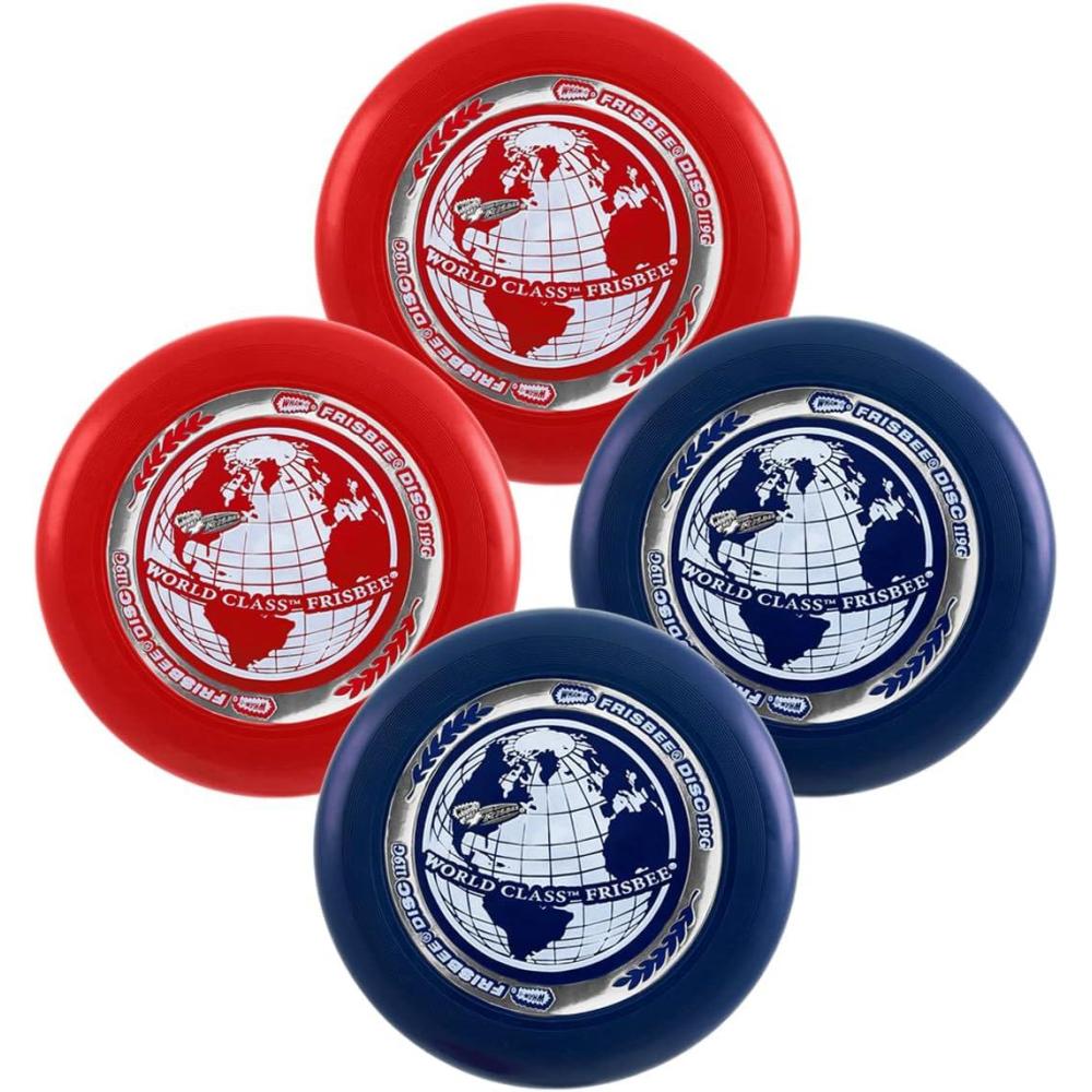 imageWhamoO Frisbee World Class Frisbee 925quot Sport Flying Disc 119G Lightweight Durable Flying Disc Toys for School Game Prizes Party Indoor ampamp Outdoor Game4 PACK RED BLUE