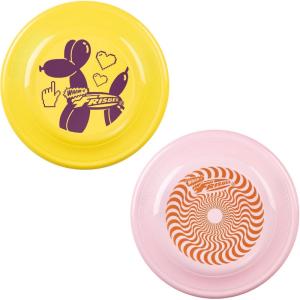 Frisbee Fastback Outdoor Flying Disc for Kids, 9.35 Inch Lightweight Sports Disc, Dog-friendly, for Beach Lawn Backyard Games and Family Fun – 100g(Yellow+Pink)