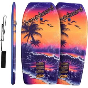 Wham-O Boogie Boards 2 Pack, 33″/37″ Body Board for Beach, Lightweight Bodyboard with Wrist Leash for Beginners Kids Teens and Adults(Beach(2Pack))