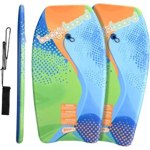 Wham-O Boogie Boards 2 Pack, 33″/37″ Body Board for Beach, Lightweight Bodyboard with Wrist Leash for Beginners Kids Teens and Adults(Curve(2Pack))