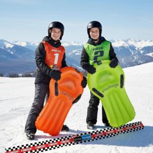 Wham-O Snowboogie, 30 Inch Snow Sleds Racing Set, Inflatable Winter Snow Tudes Riding Race Kit with 2 Racing Bibs for Fun Winter Outdoor Activities